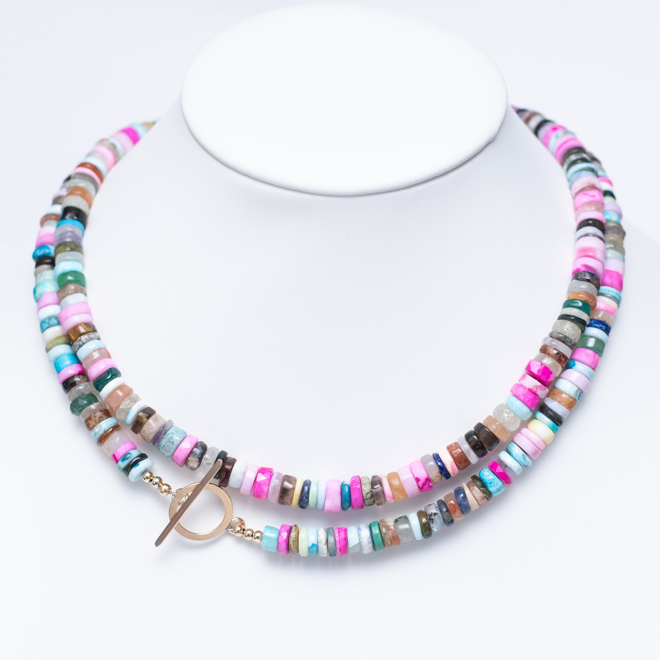 Disco Opal + Gemstone Slice Necklace