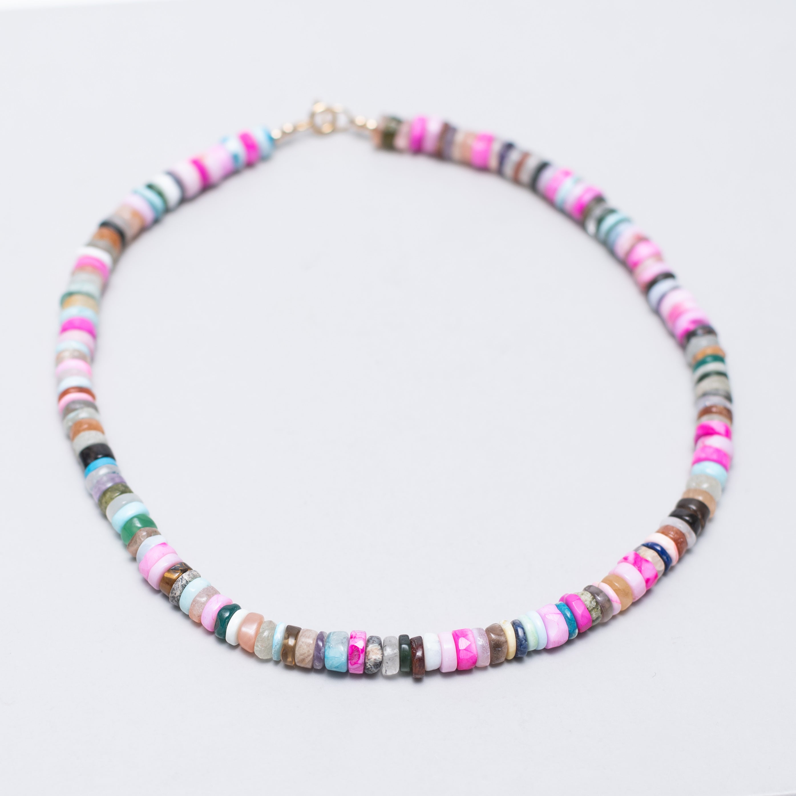 Disco Opal + Gemstone Slice Necklace
