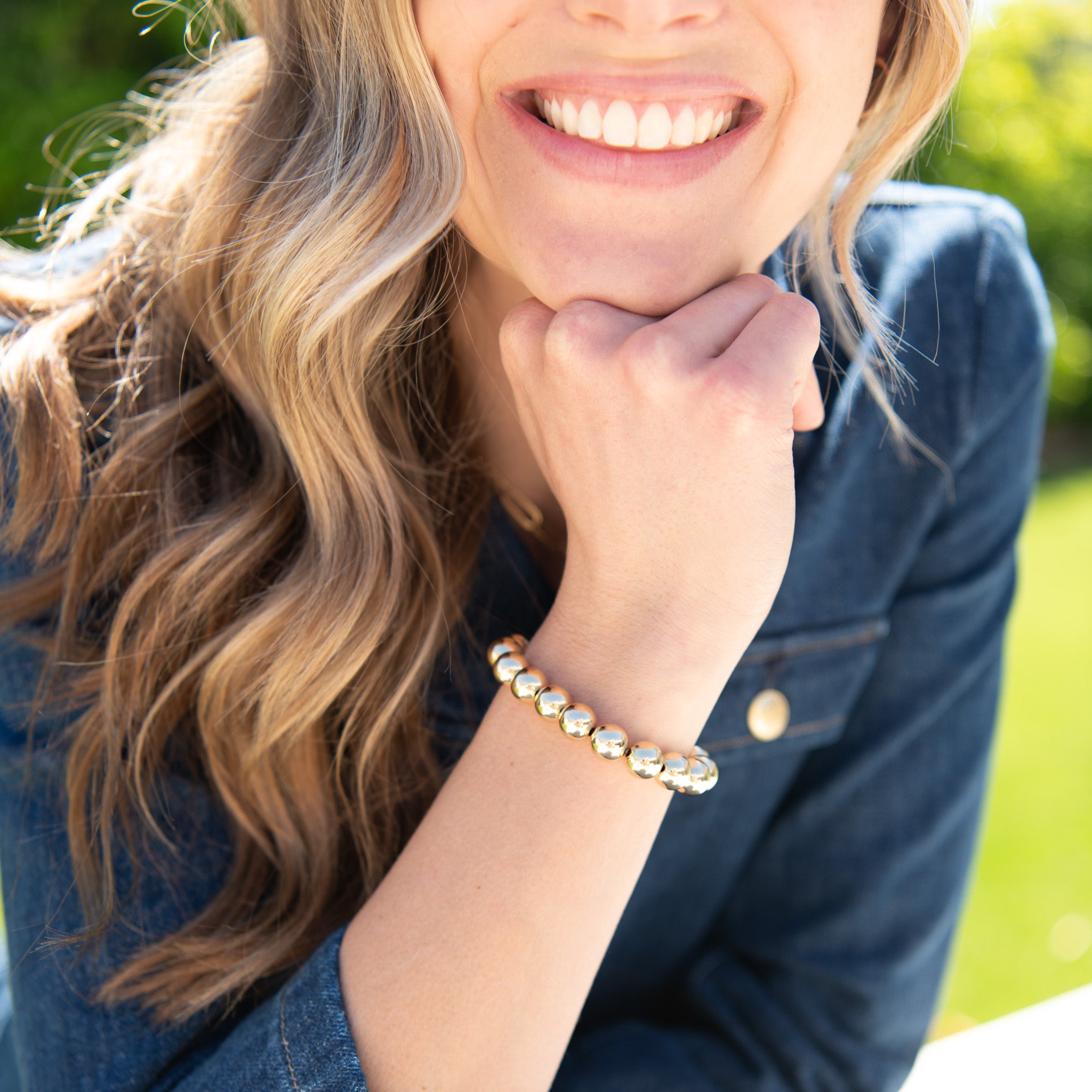 10mm 14k Gold Filled Beaded Bracelet - Jewel Ya