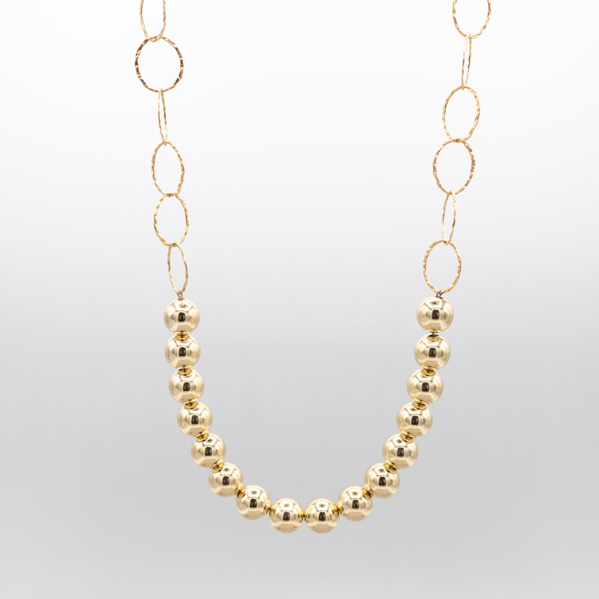 10mm 14k Gold Filled Beaded Lux & Chain Necklace - Jewel Ya