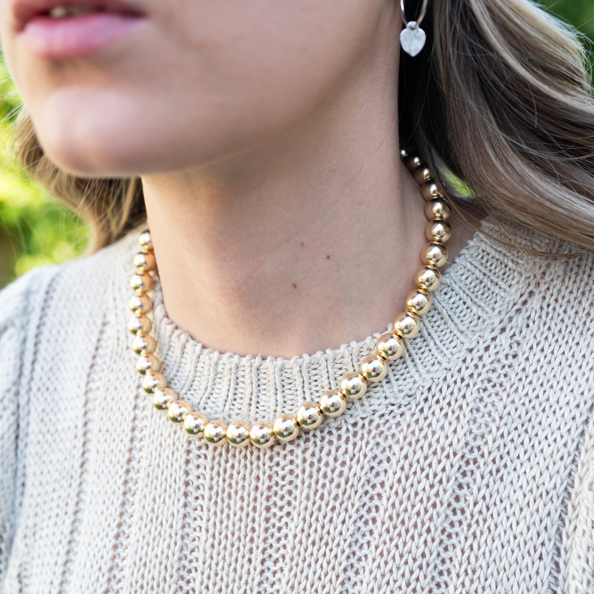 10mm 14k Gold Filled Beaded Necklace - Jewel Ya