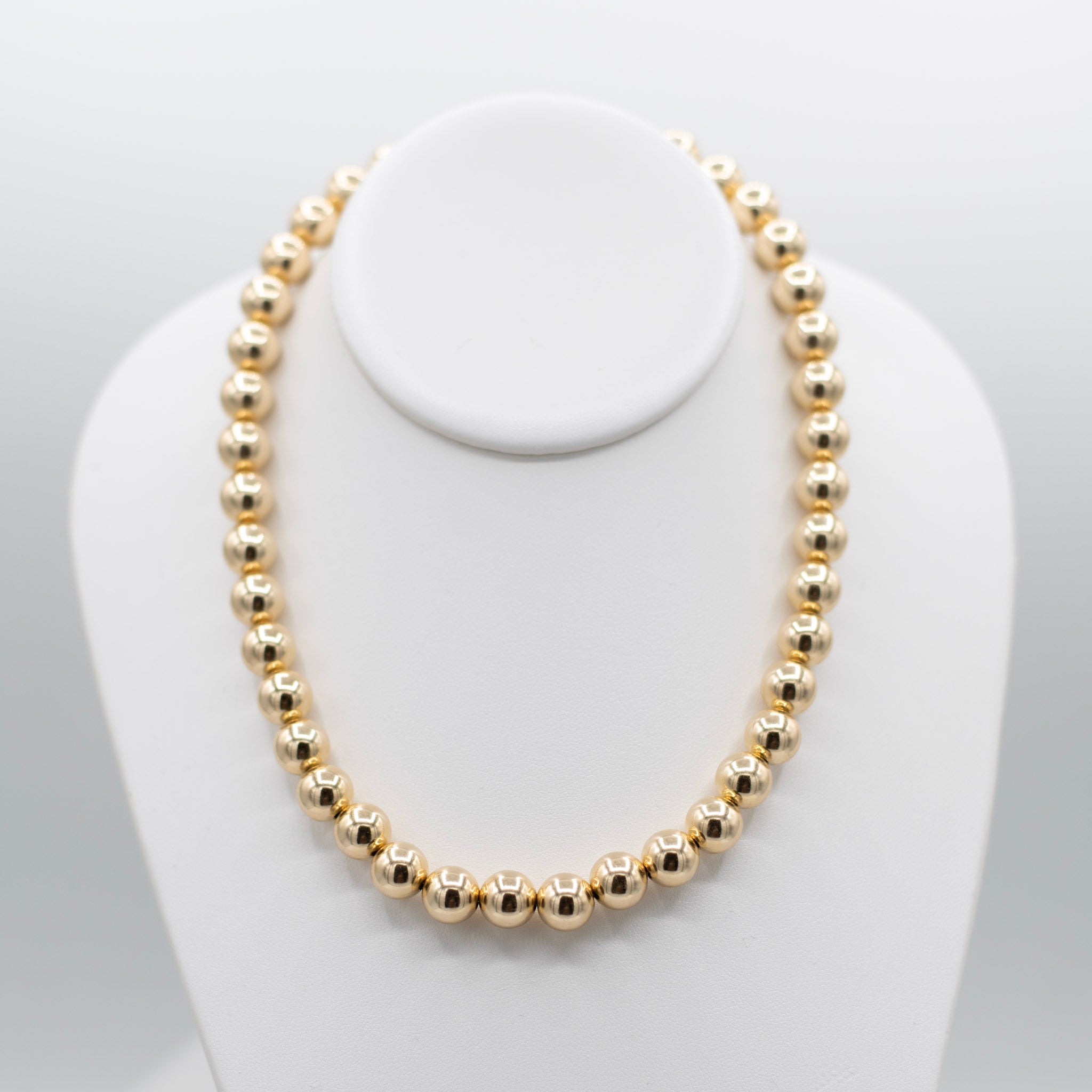 10mm 14k Gold Filled Beaded Necklace - Jewel Ya