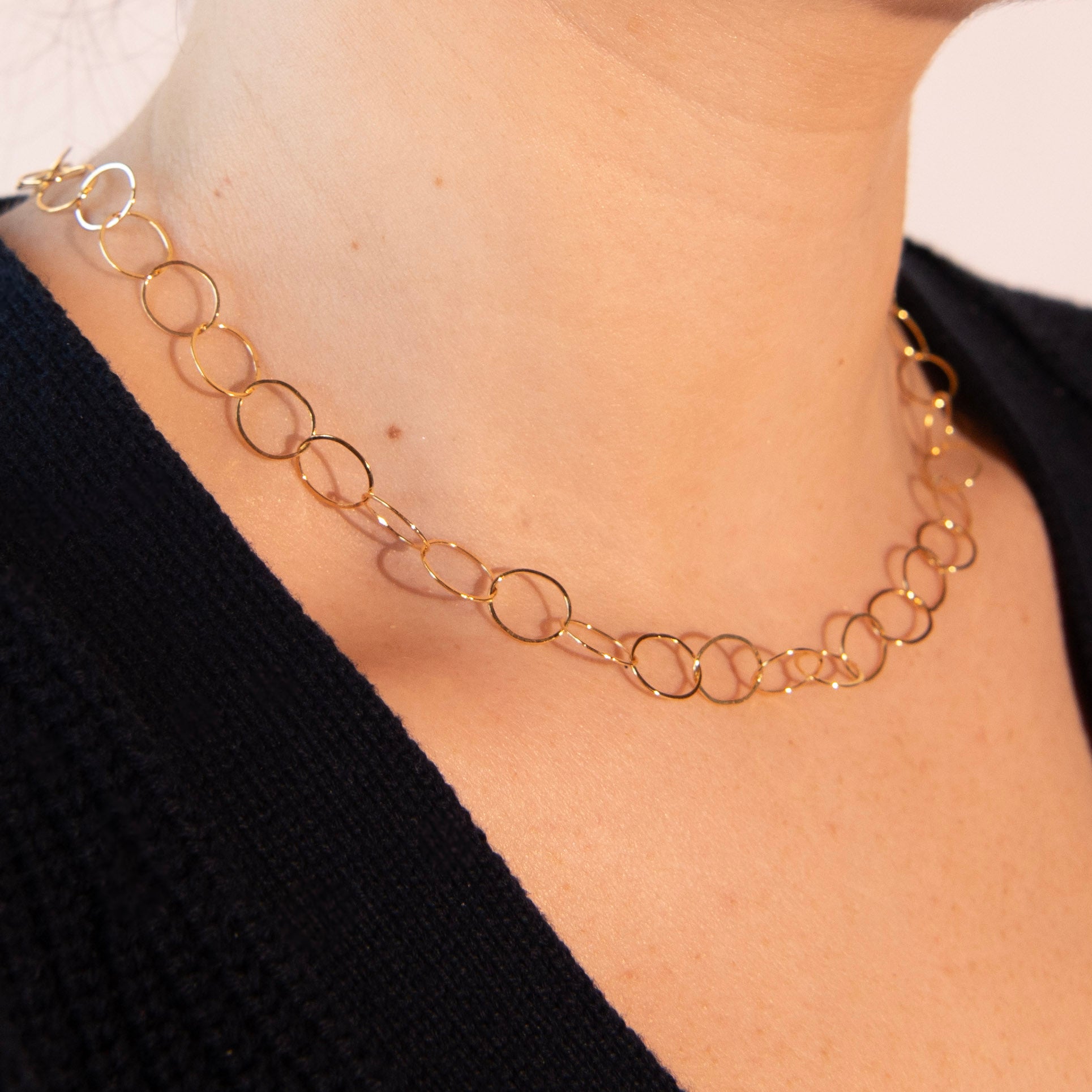 14k Gold Filled 10mm Circle Layering Chain - Jewel Ya