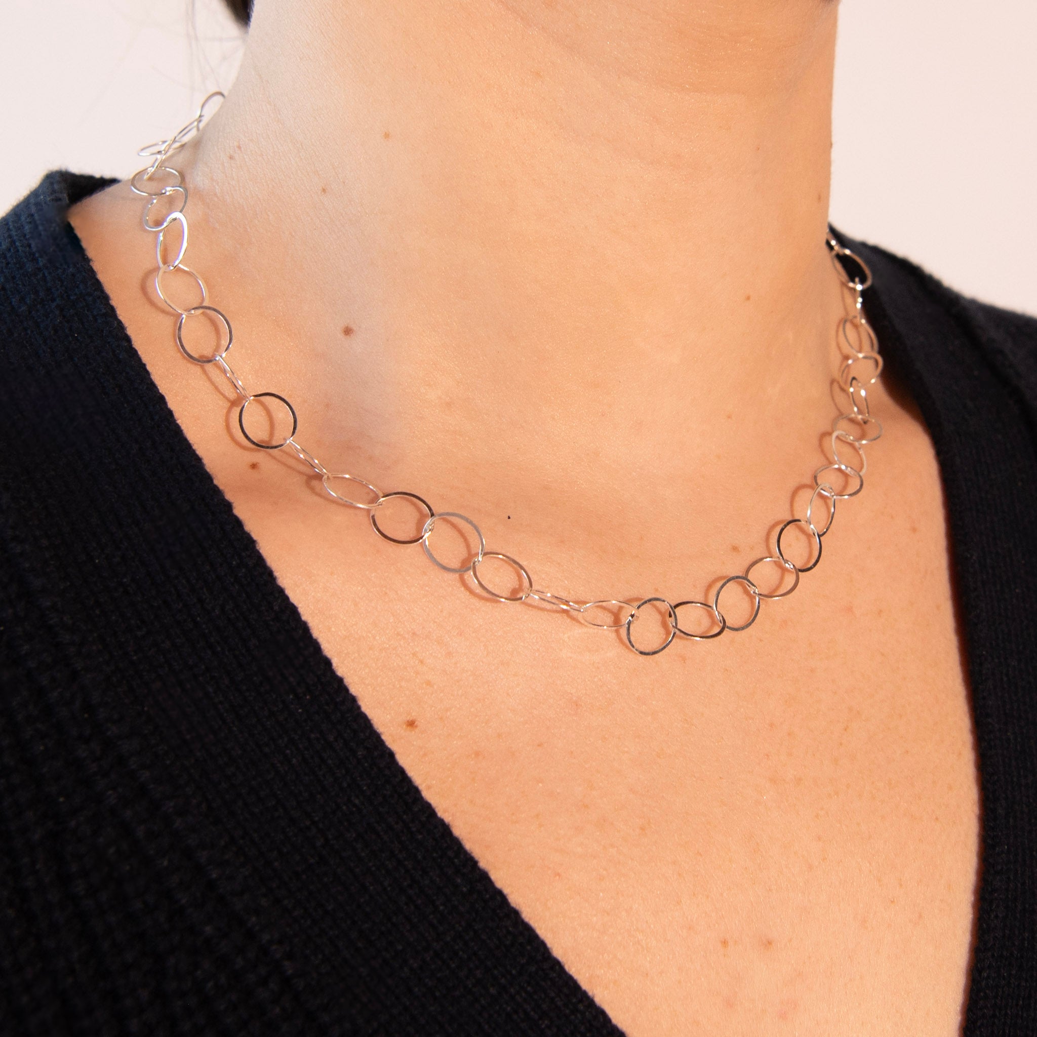 Sterling Silver 10mm Circle Layering Chain - Jewel Ya