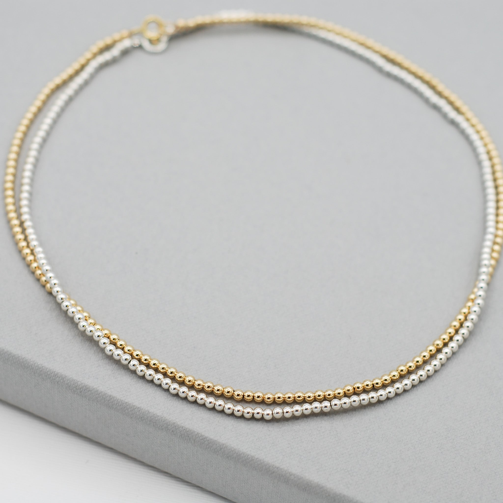 14k Gold Filled 3mm Beaded Lux Necklace - Jewel Ya