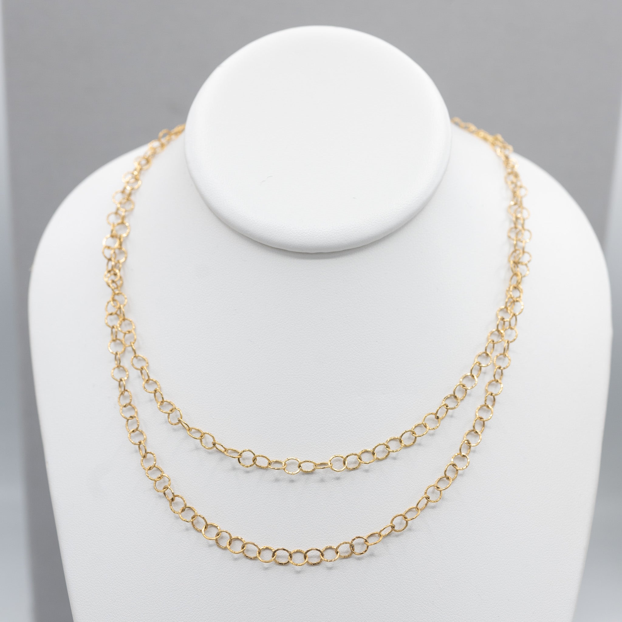 14k Gold Filled 5mm Hammered Long Layering Chain - Jewel Ya