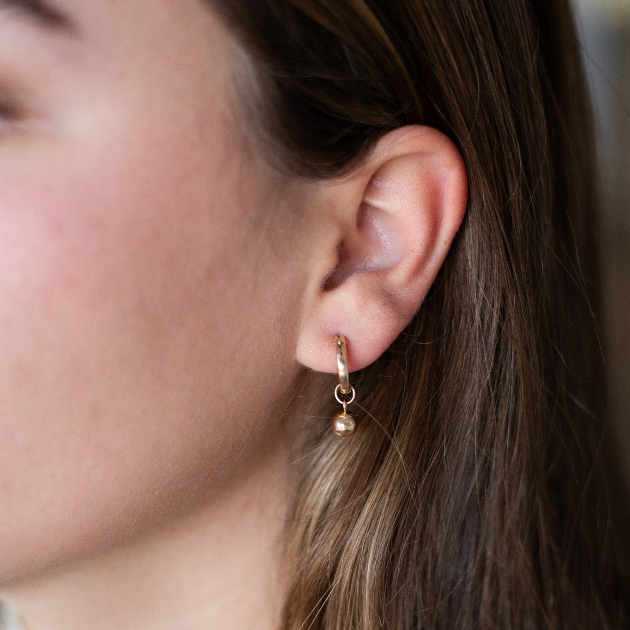 14k Gold Filled Ball Hoop Drops - Jewel Ya