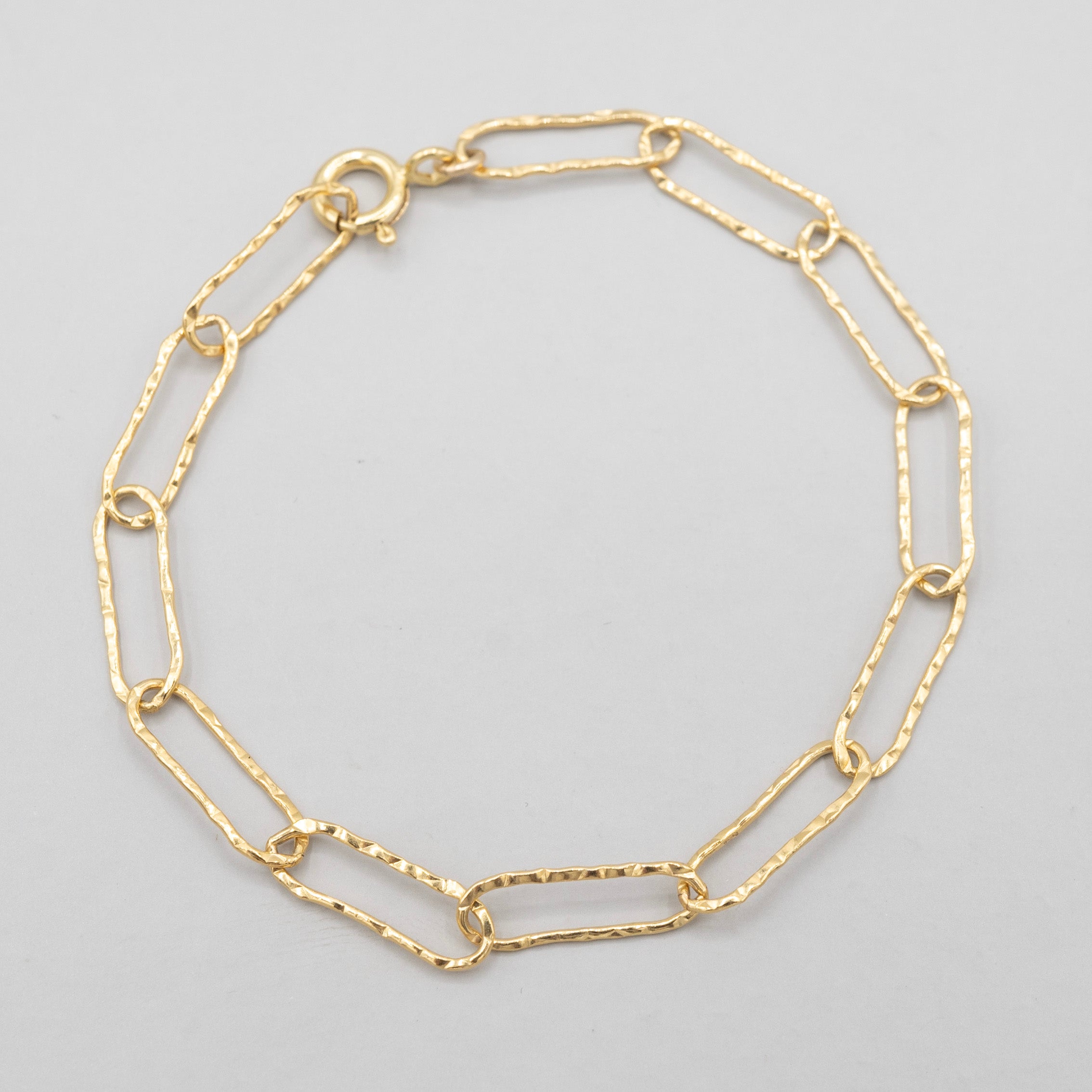 Extra Large Hammered Paper Clip Chain Bracelet - Jewel Ya