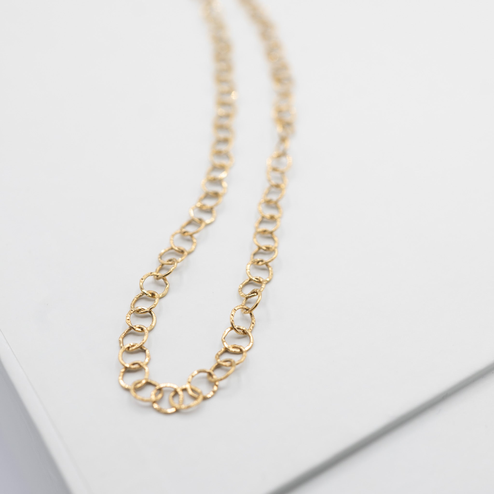 14k Gold Filled 5mm Hammered Long Layering Chain - Jewel Ya