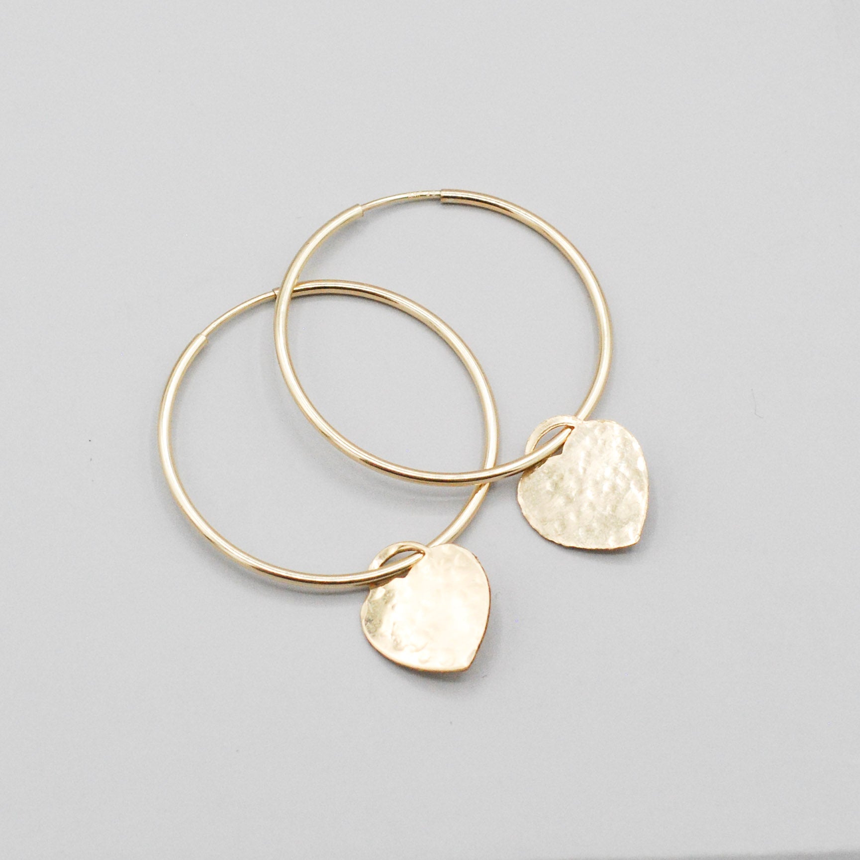 Hoops & 14k Gold Filled Heart Drops