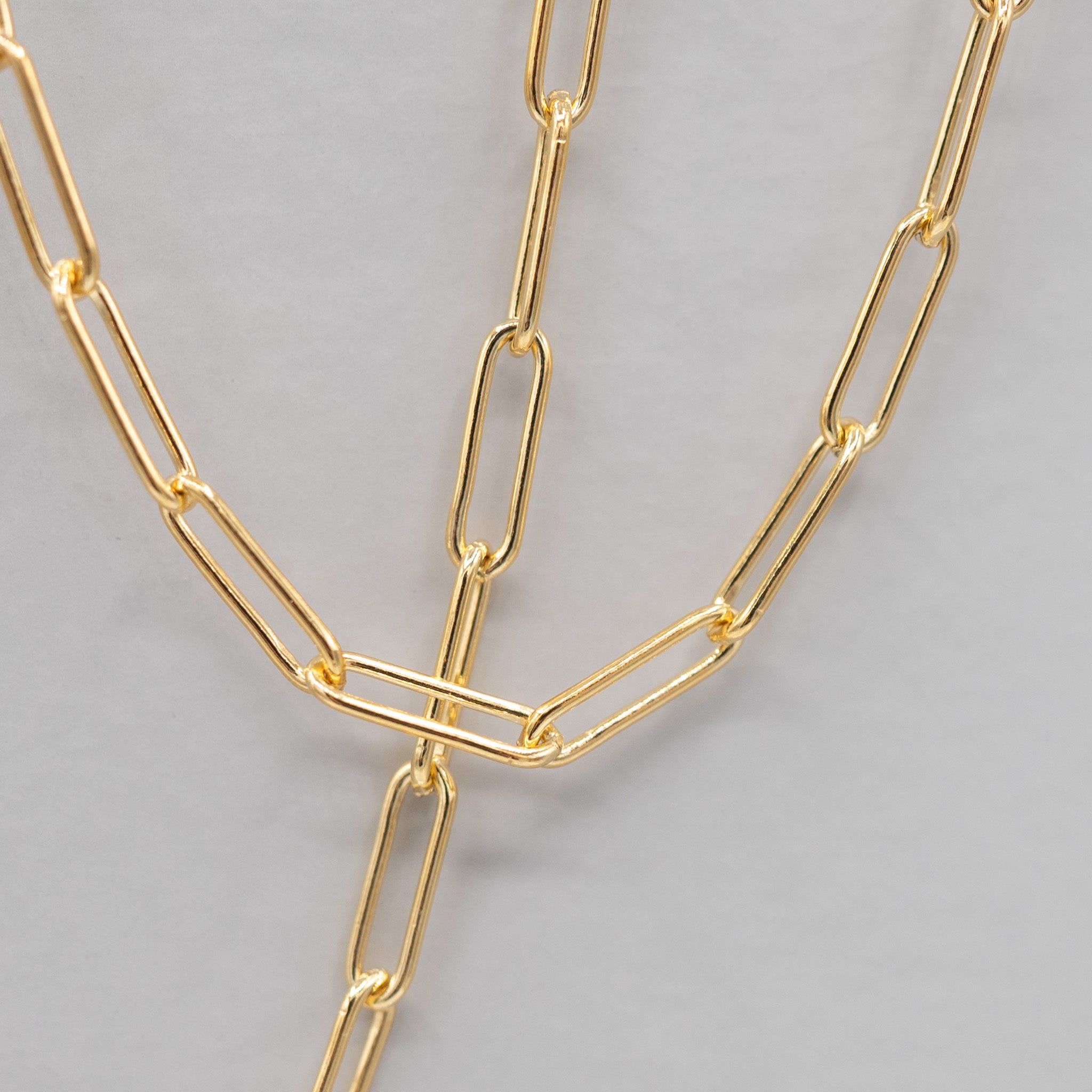 14k Gold Filled Large Paper Clip Long Chain