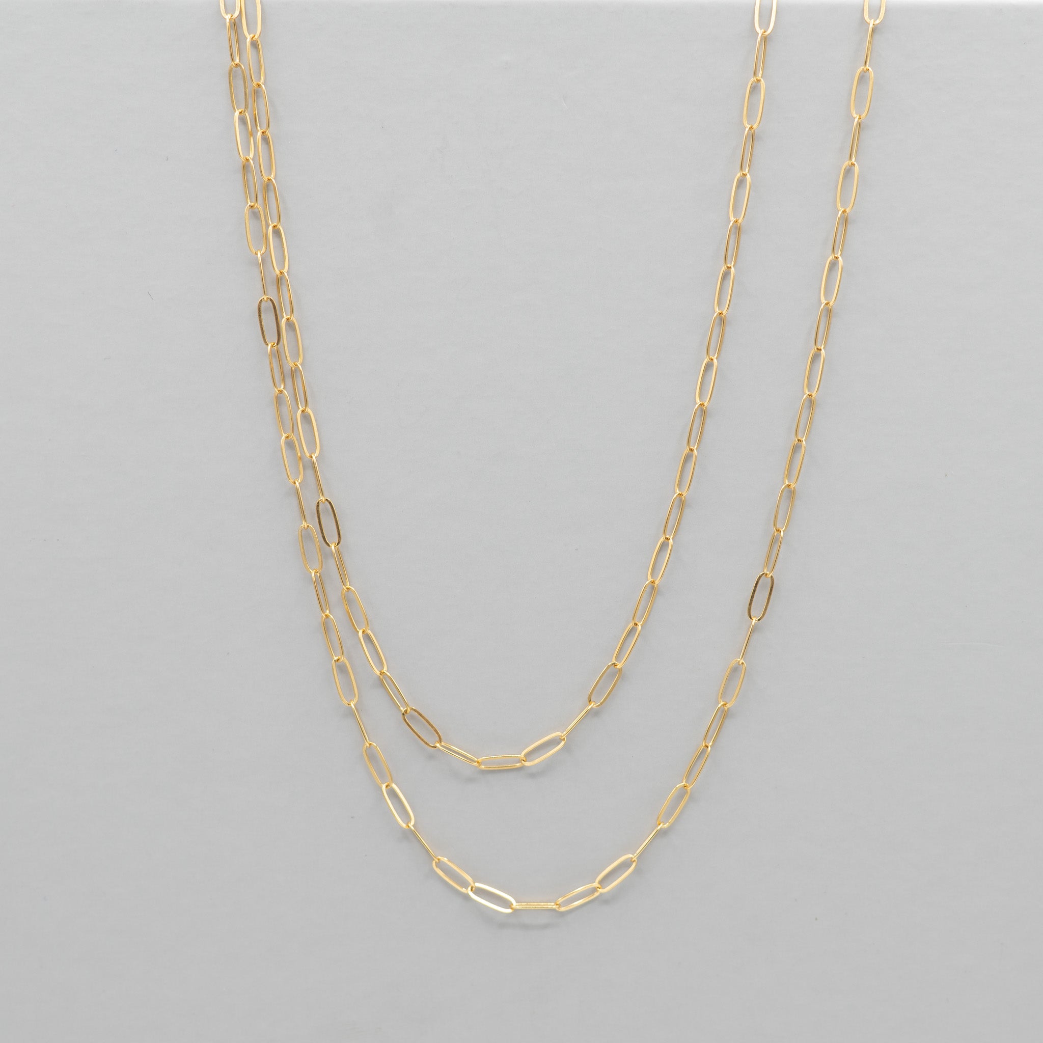 14k Gold Filled Medium Paper Clip Long Chain - Jewel Ya
