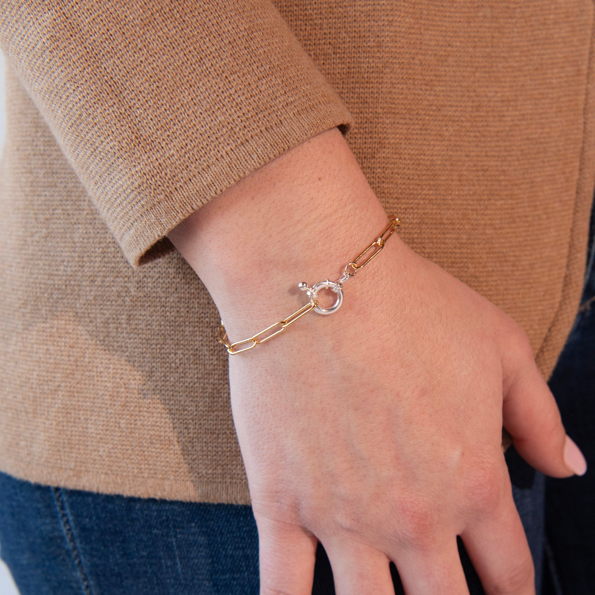 Large Paperclip Chain & Bolt Bracelet - Jewel Ya