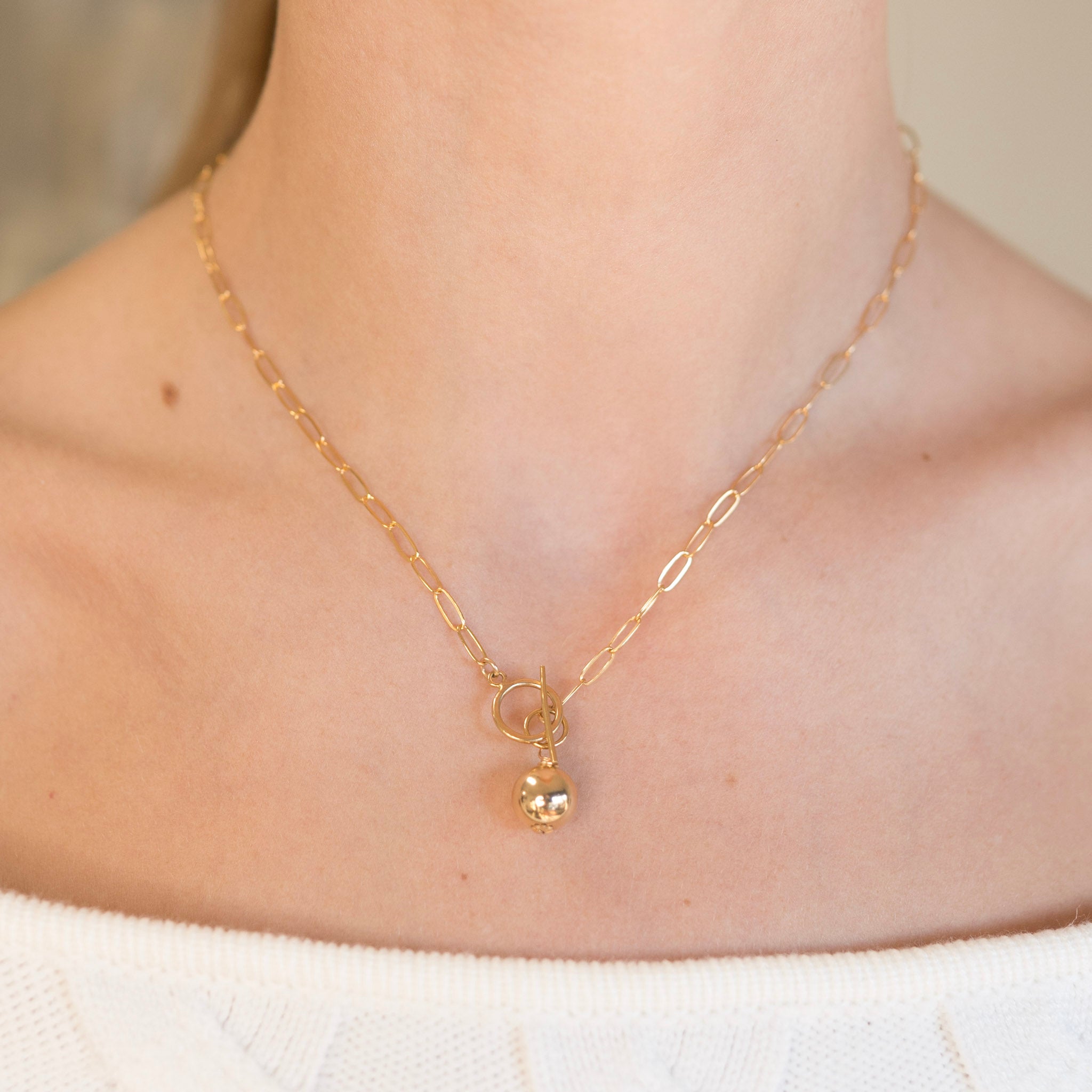 Medium Paper Clip Toggle Necklace & Charm Set - Jewel Ya