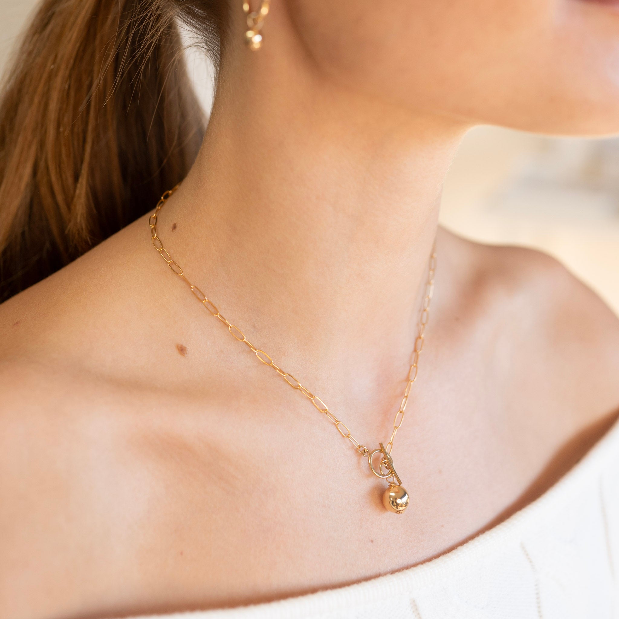 Medium Paper Clip Toggle Necklace & Charm Set - Jewel Ya