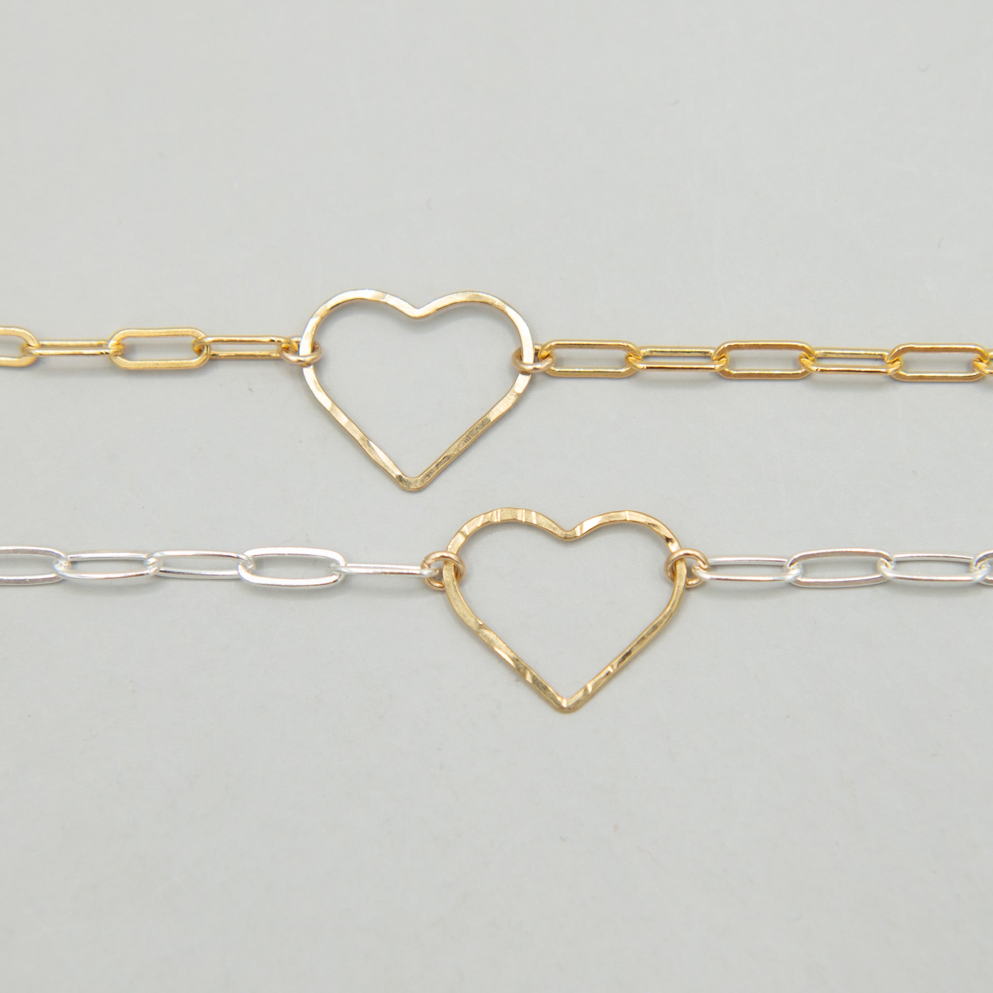 14k Gold Filled Paperclip Heart Link Bracelet - Jewel Ya