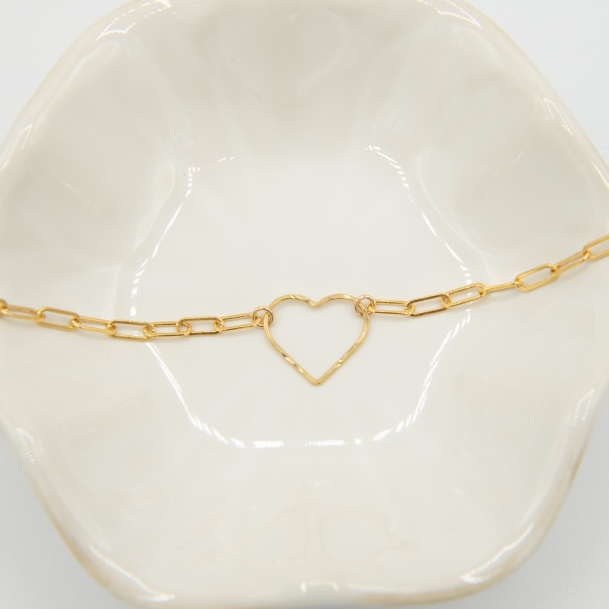 14k Gold Filled Paperclip Heart Link Bracelet - Jewel Ya