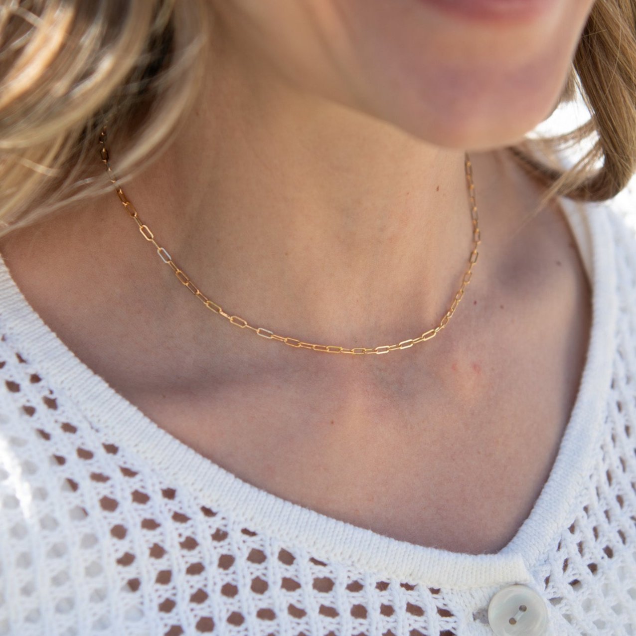 14k Gold Filled & Sterling Silver Small Paperclip Chain Layering Set - Jewel Ya