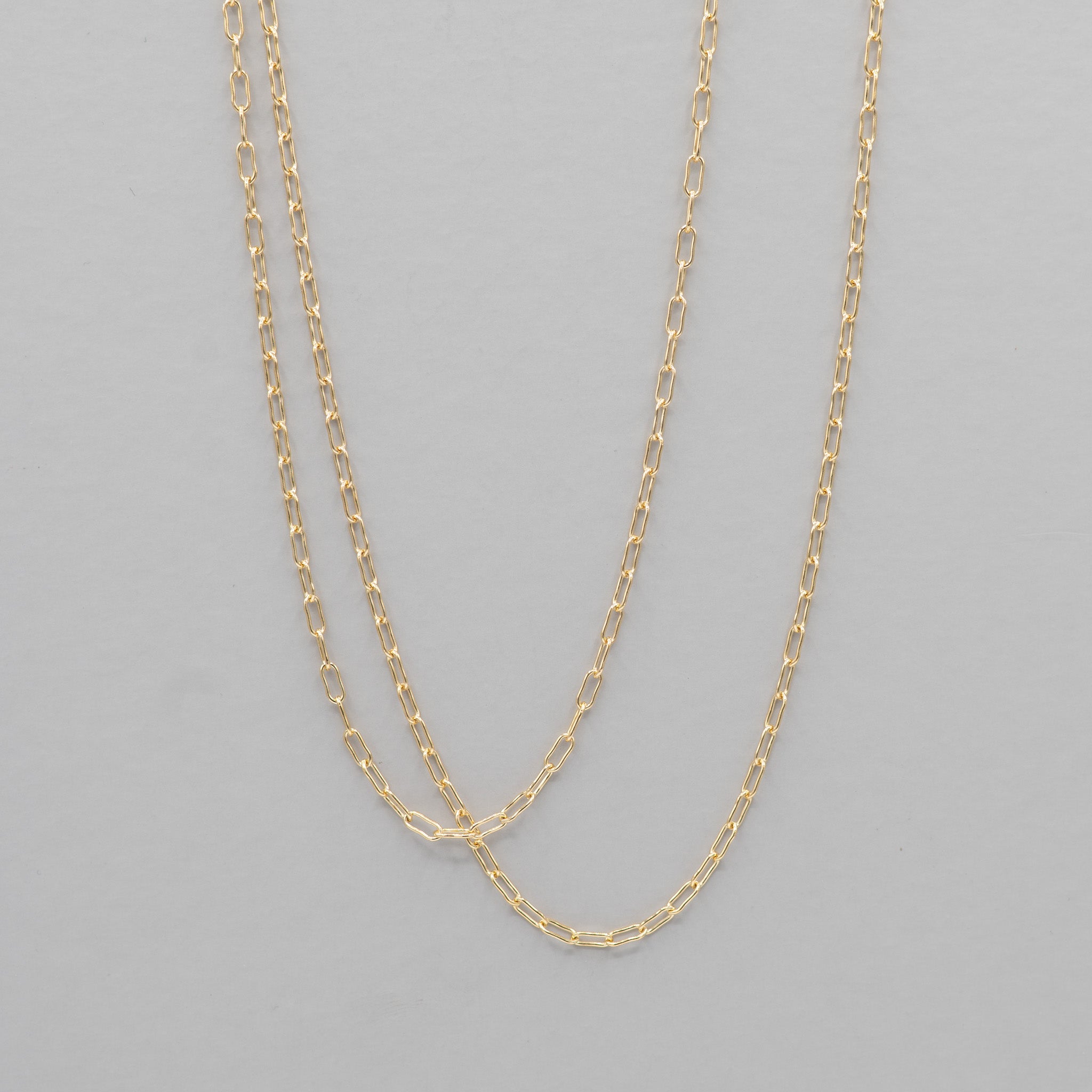 14k Gold Filled Small Paper Clip Long Chain - Jewel Ya