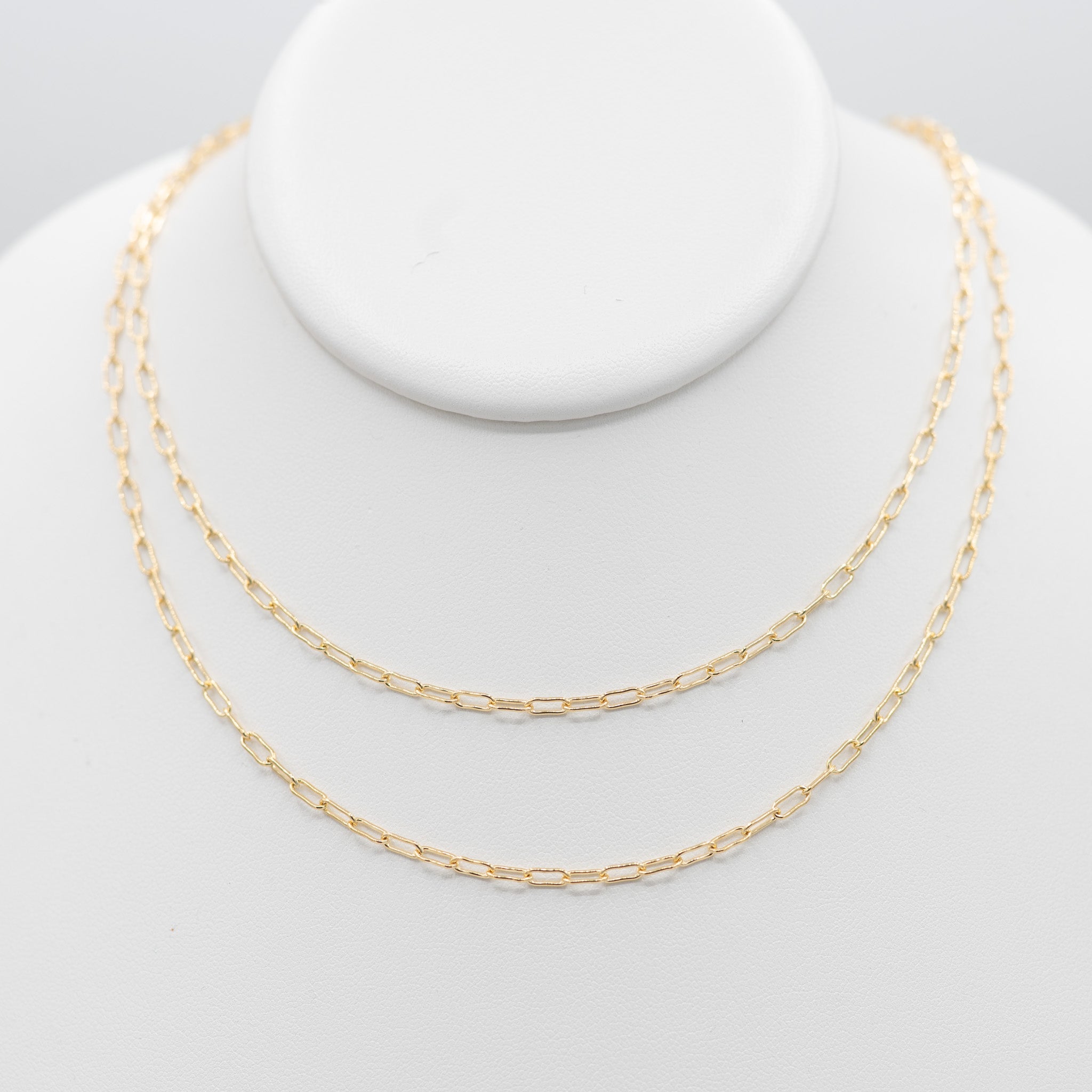 14k Gold Filled Small Paper Clip Long Chain - Jewel Ya