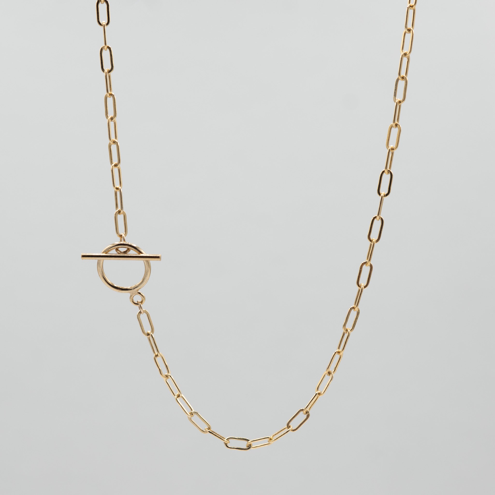 14k Gold Filled Small Paper Clip Toggle Necklace - Jewel Ya
