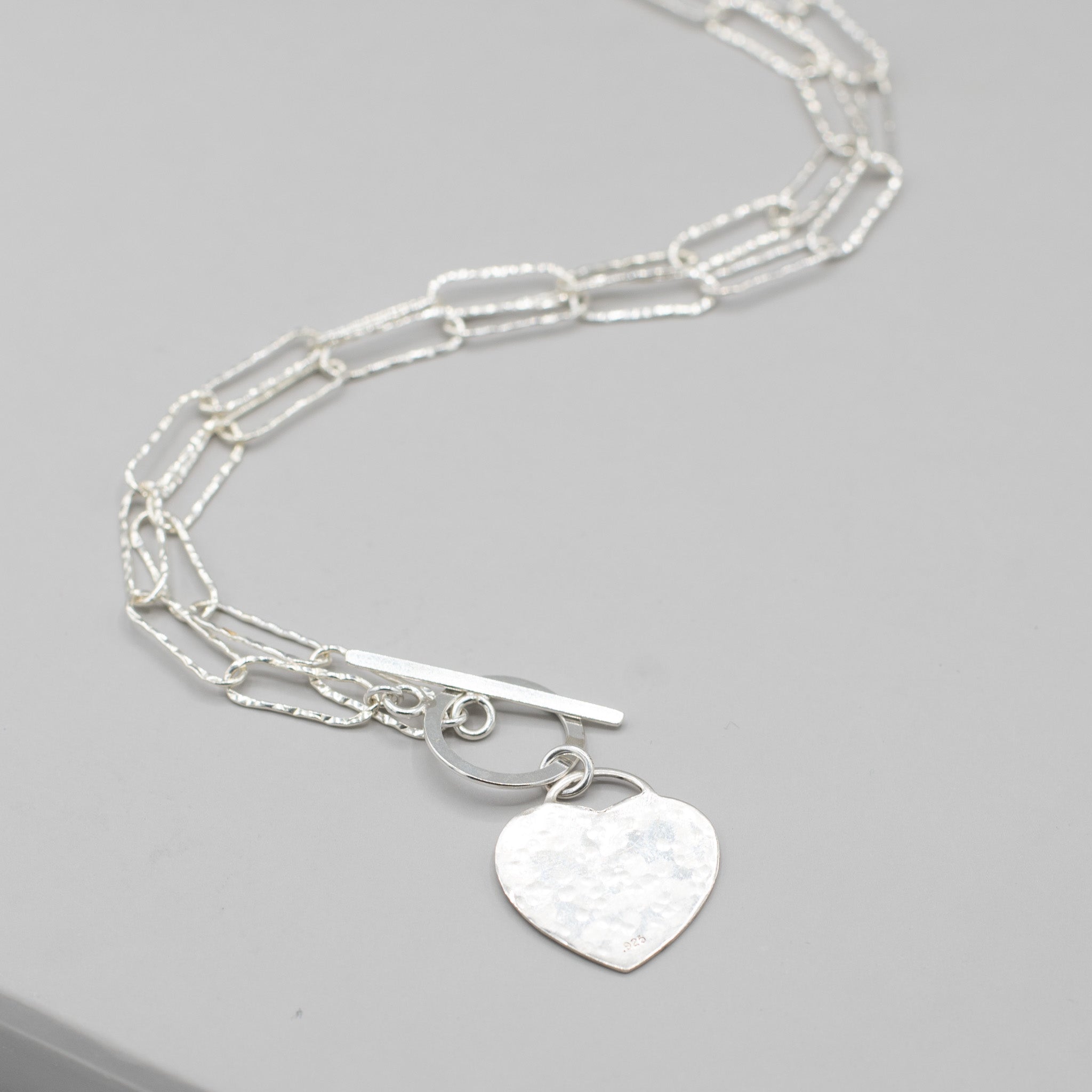 XL Sterling Silver Toggle Heart Necklace - Jewel Ya