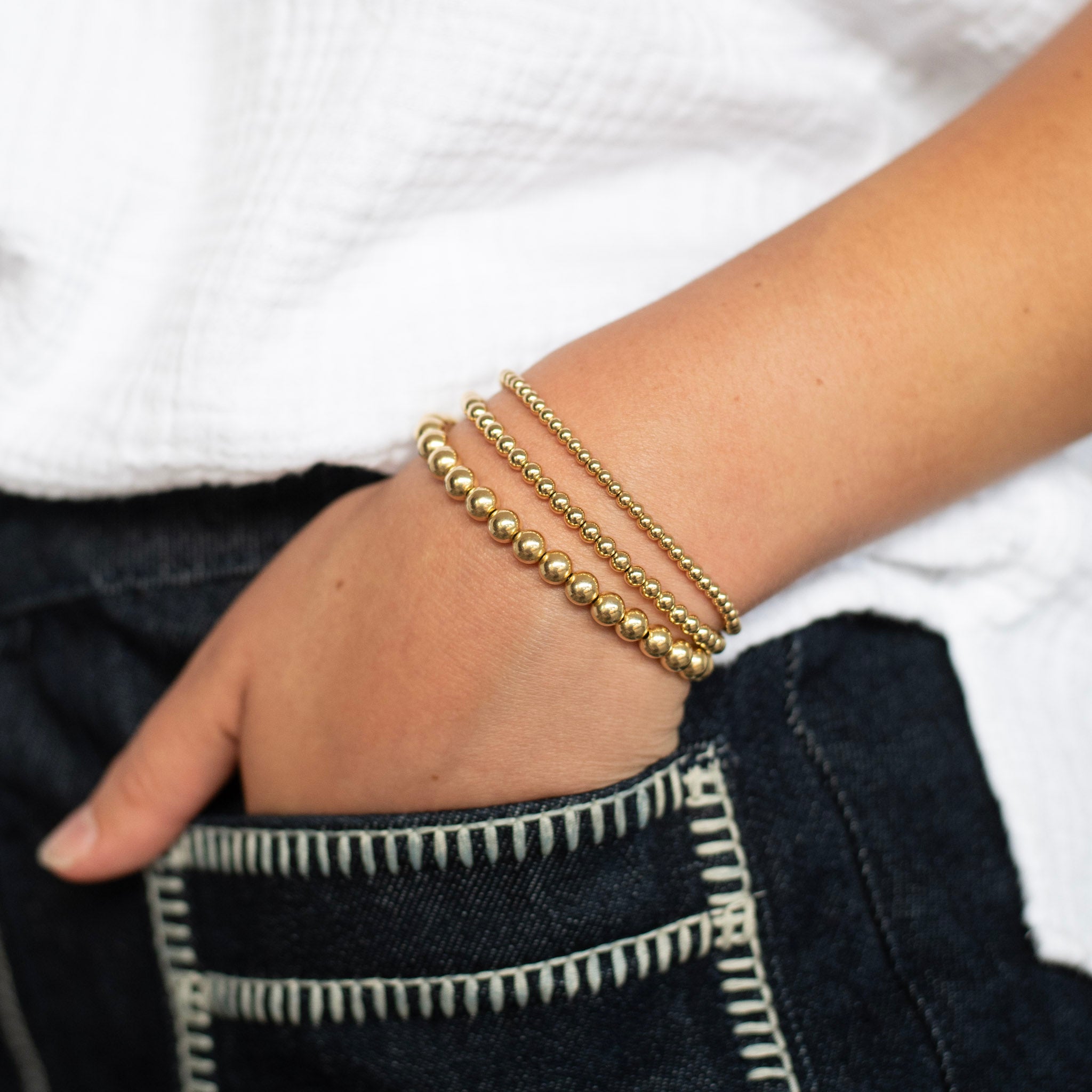 6mm 14k Gold Filled Beaded Bracelet - Jewel Ya