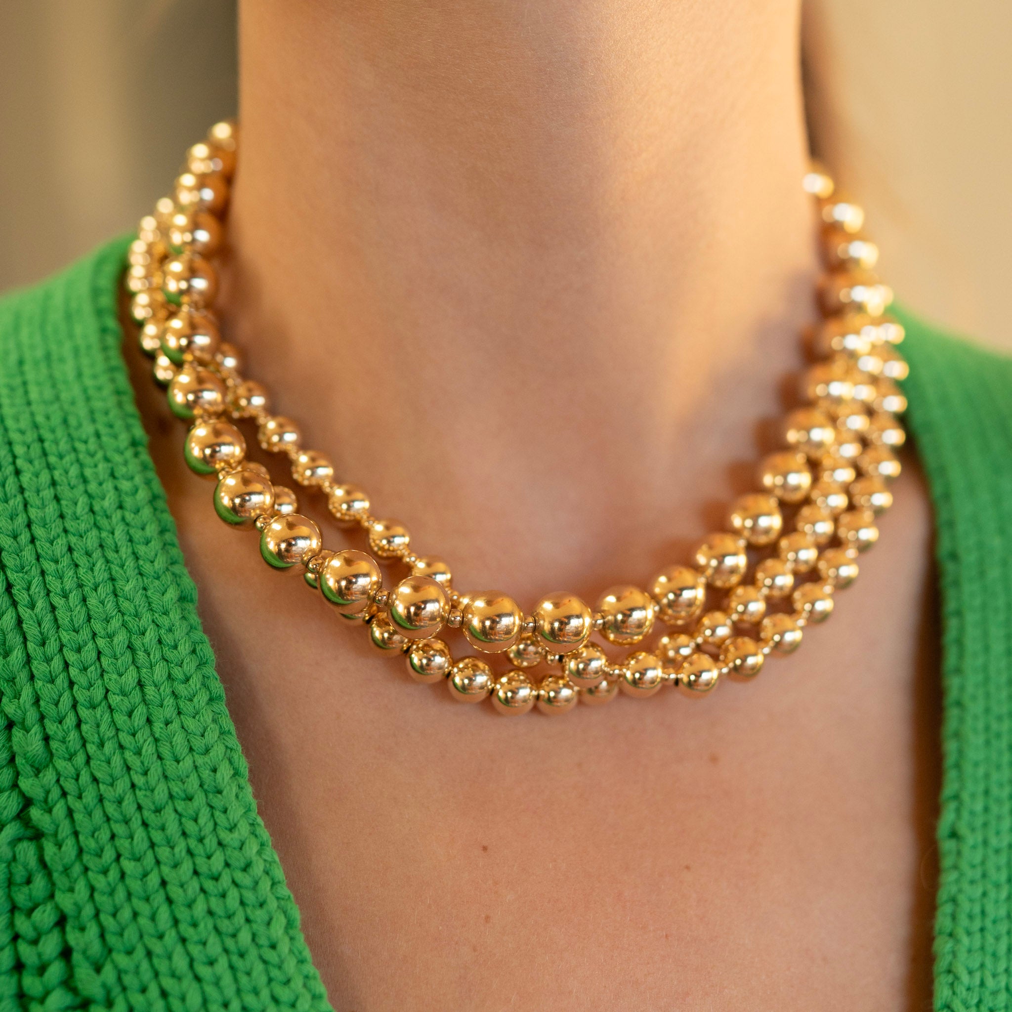 14k Gold Filled 8mm Beaded Lux Necklace - Jewel Ya