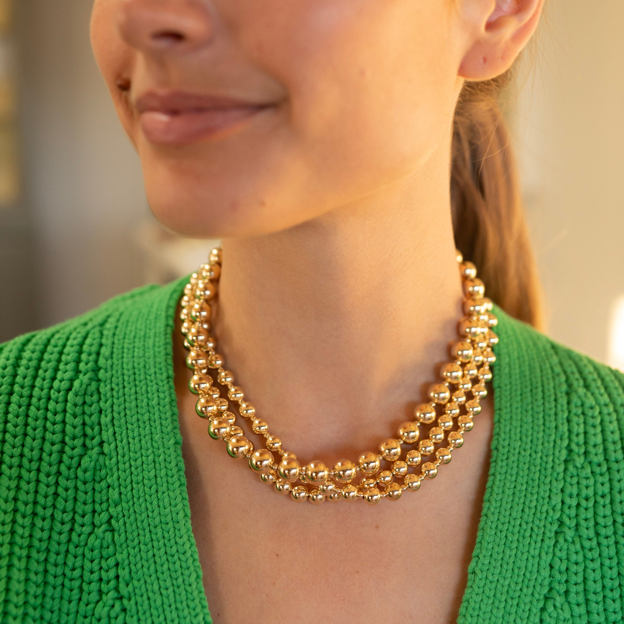 14k Gold Filled 8mm Beaded Lux Necklace - Jewel Ya