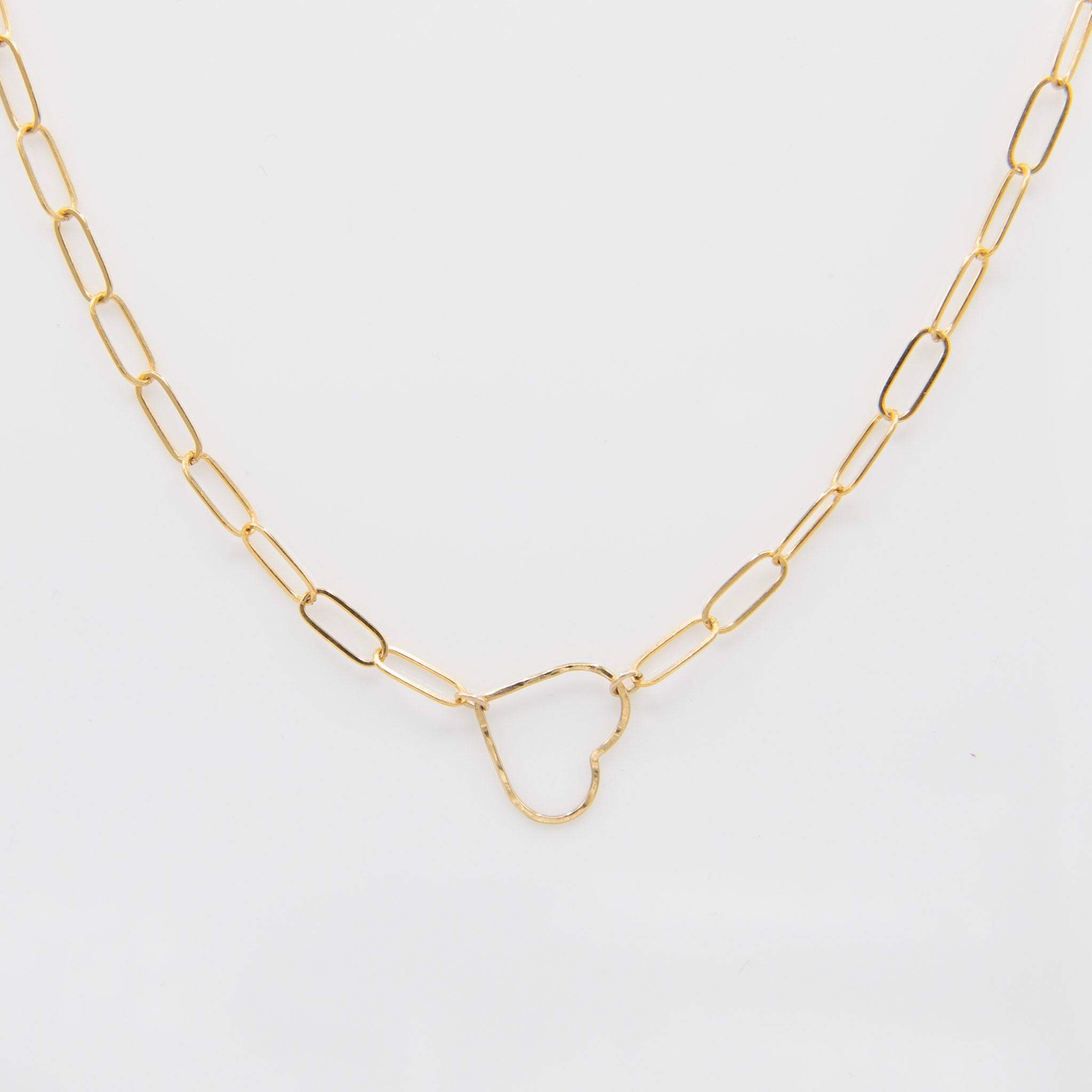 14k Gold Filled Extra Large Paperclip Heart Necklace - Jewel Ya