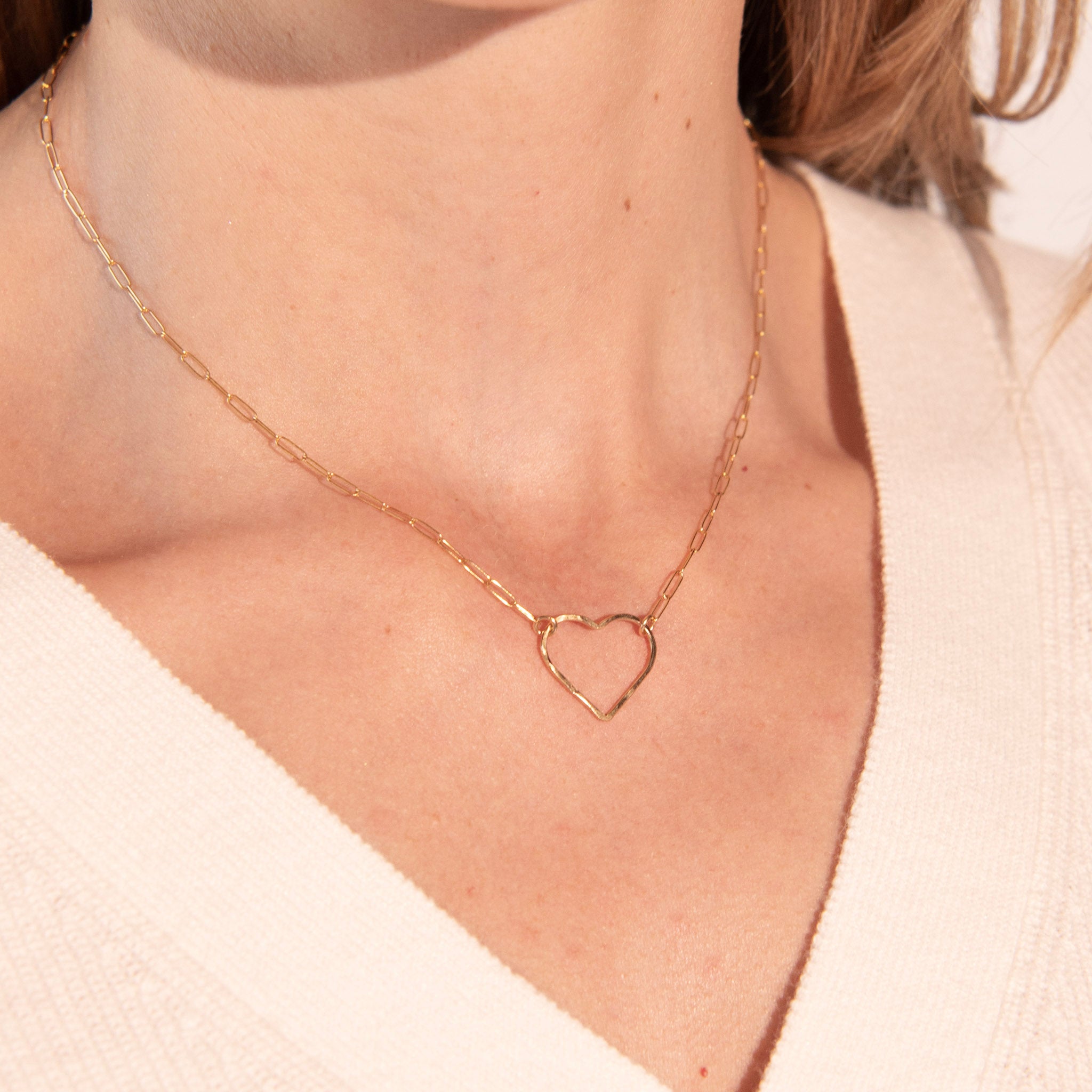 Heart Link Paper Clip Necklace - Jewel Ya