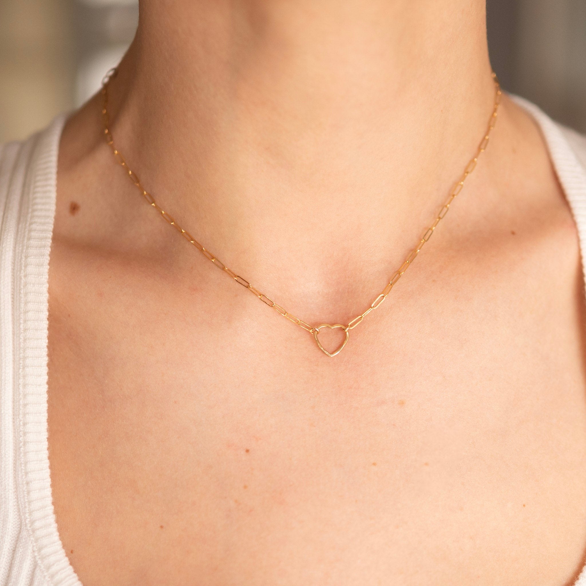 14k Gold Filled Heart Paperclip Necklace