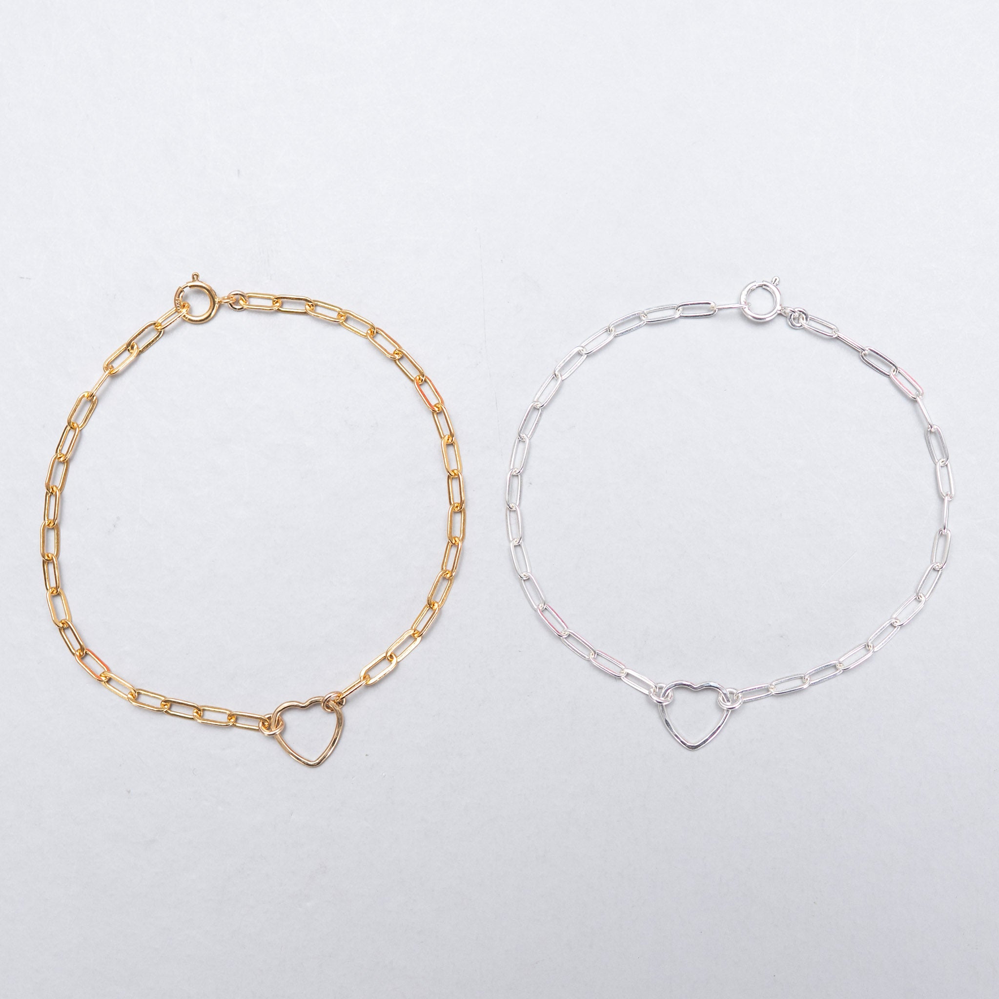 14k Gold Filled Paperclip Heart Link Bracelet