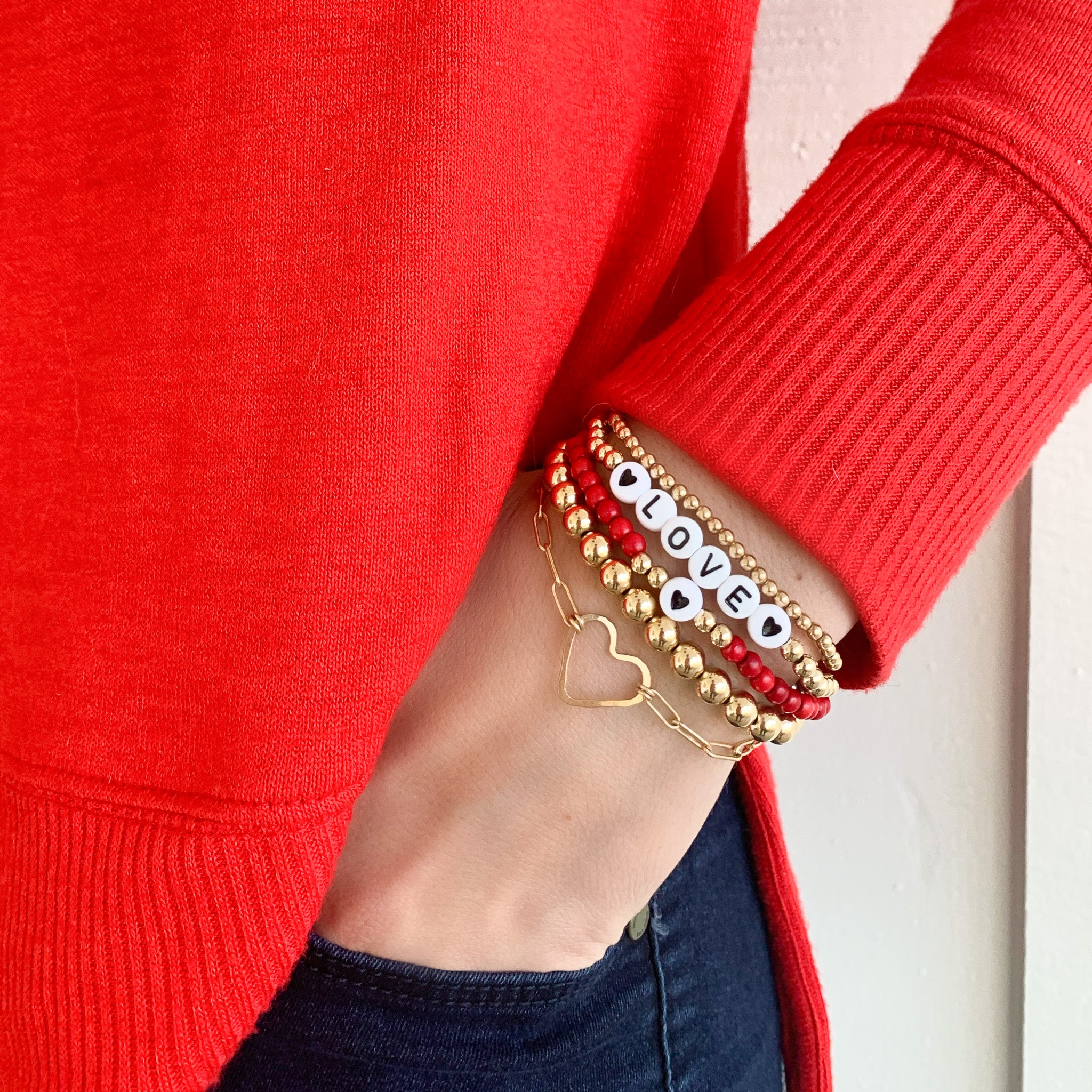 14k Gold Filled Paperclip Heart Link Bracelet - Jewel Ya