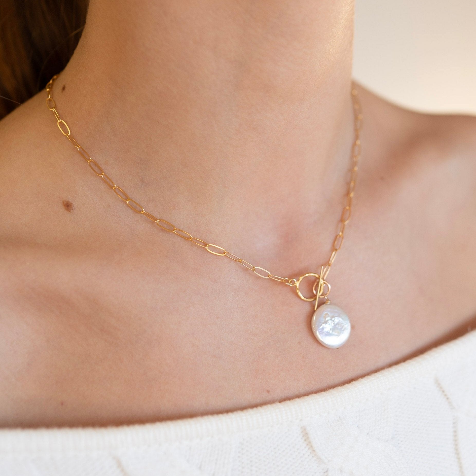 Medium Paper Clip Toggle Necklace & Charm Set - Jewel Ya
