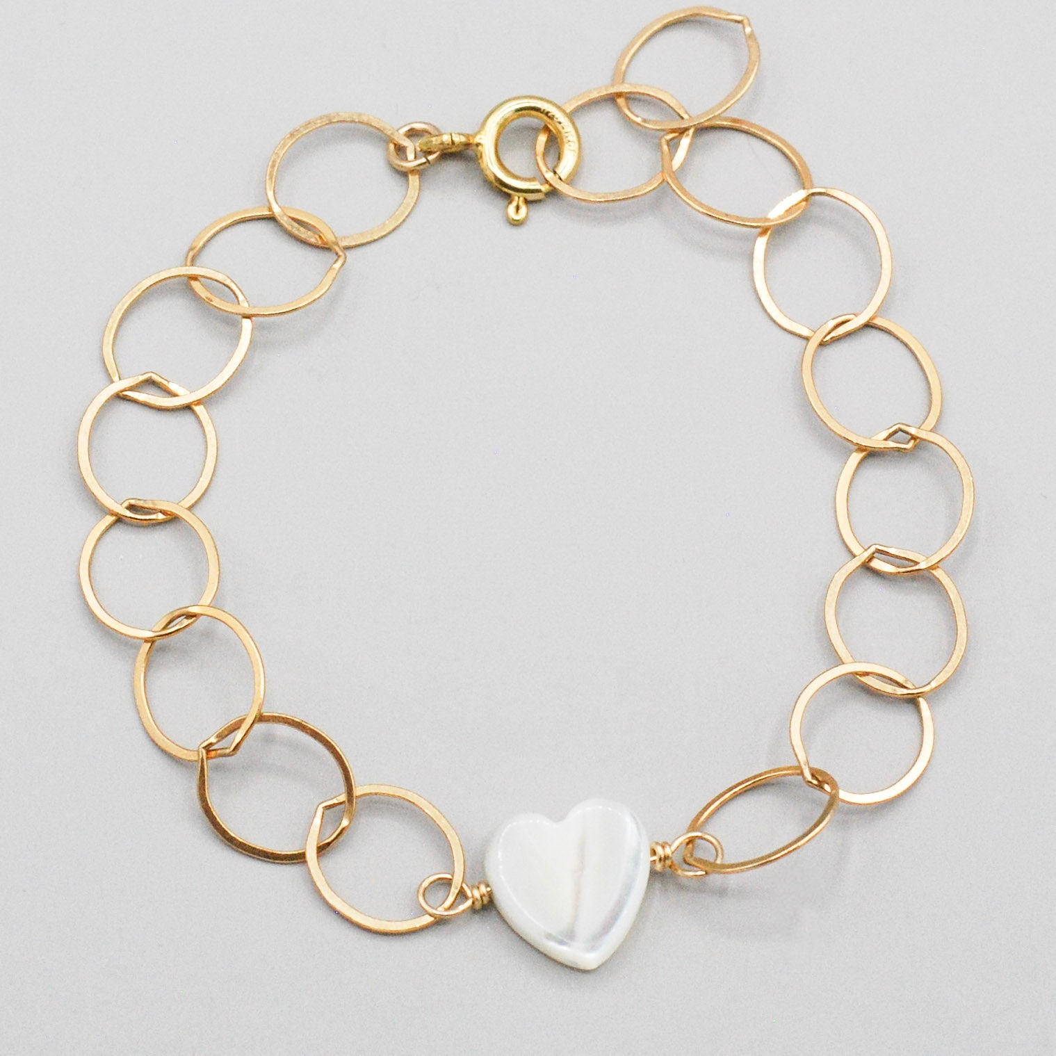 Mother of Pearl Heart Chain Bracelet - Jewel Ya