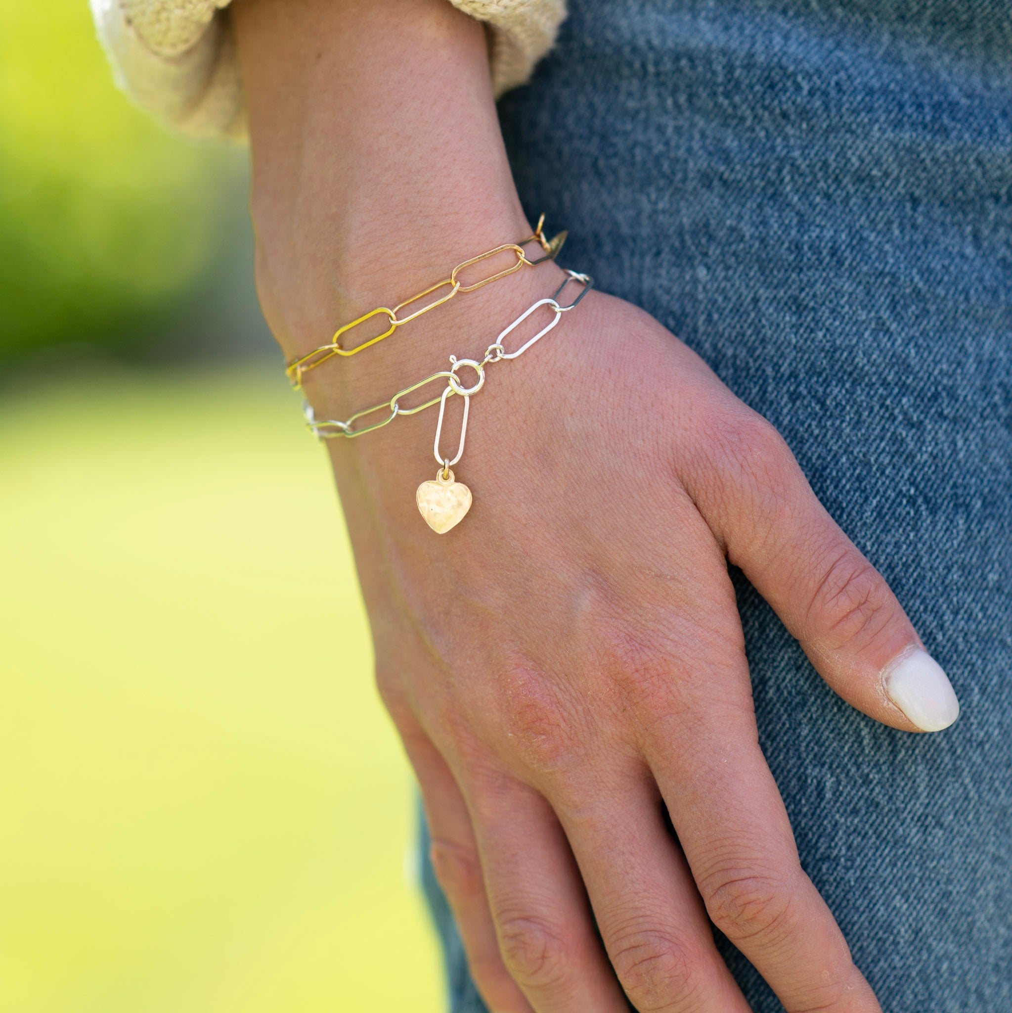 14K Gold Filled Extra Large Paper Clip Chain Bracelet - Jewel Ya