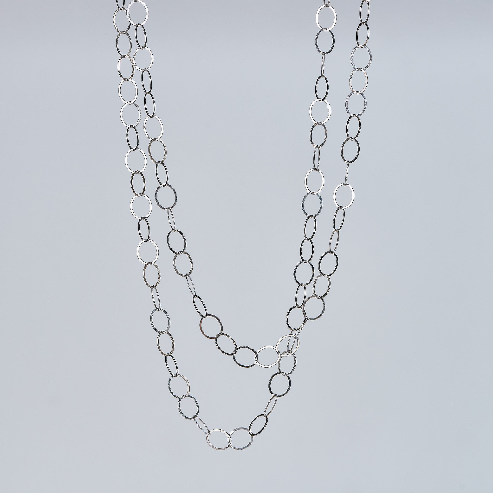 Sterling Silver 10mm Circle Long Layering Chain - Jewel Ya