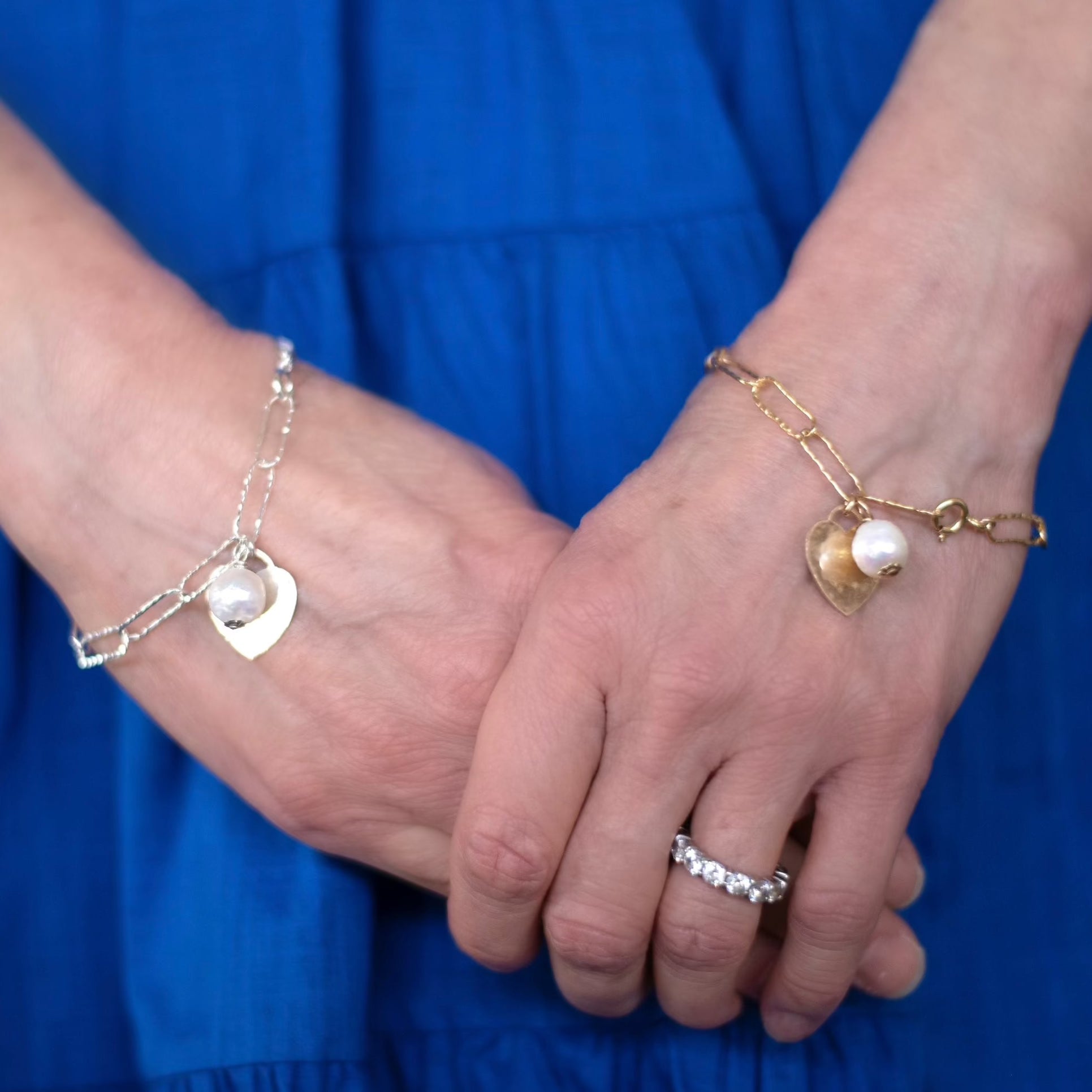 XL Sterling Silver Paper Clip & Heart Bracelet - Jewel Ya