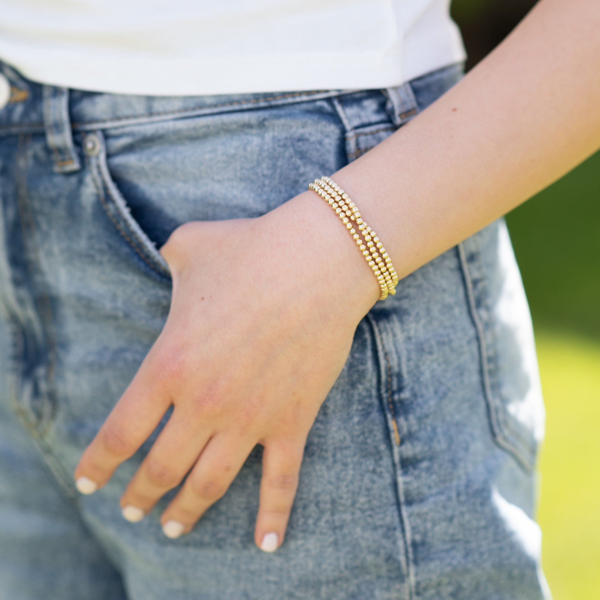 3mm 14k Gold Filled Beaded Bracelet - Jewel Ya
