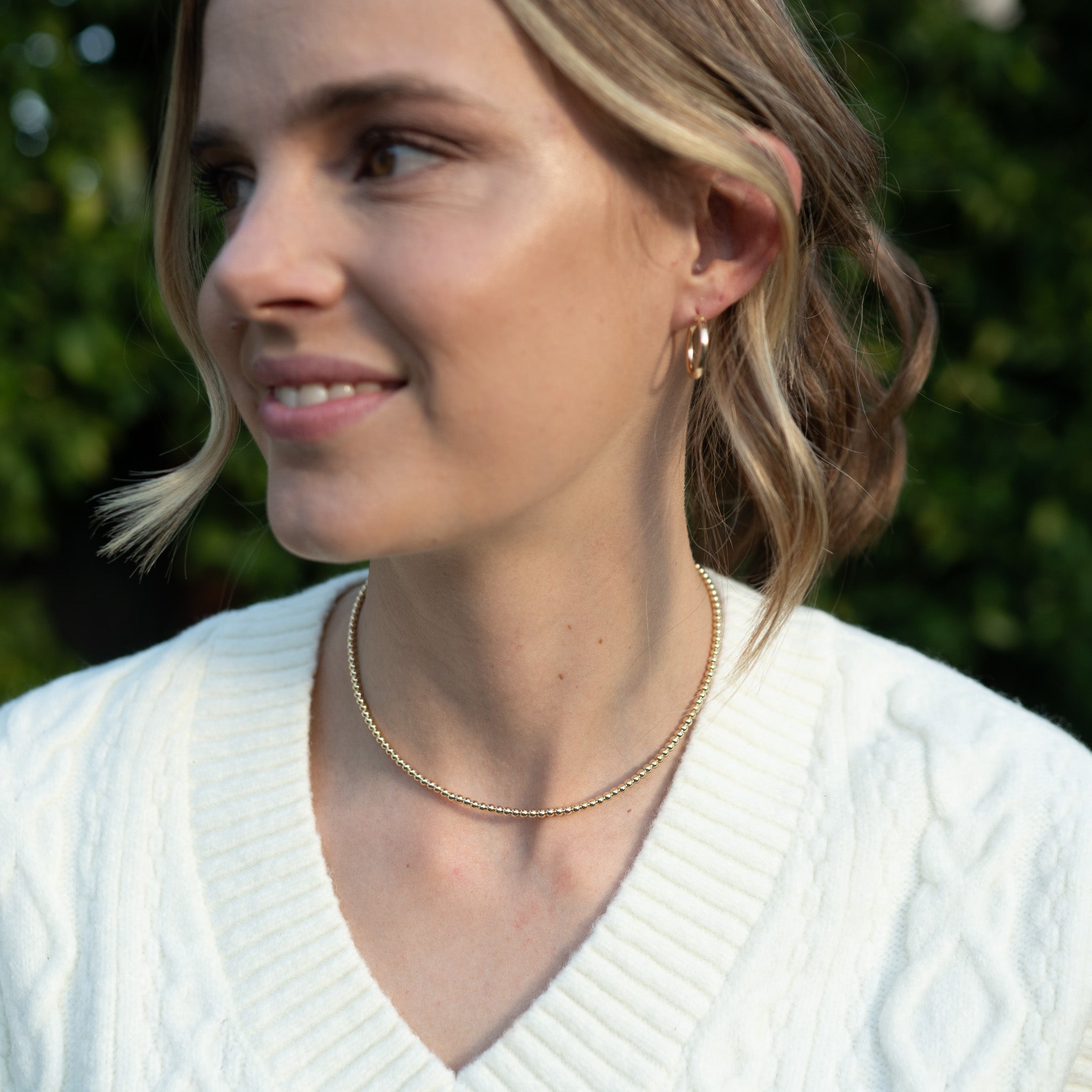 14k Gold Filled 3mm Beaded Lux Necklace - Jewel Ya