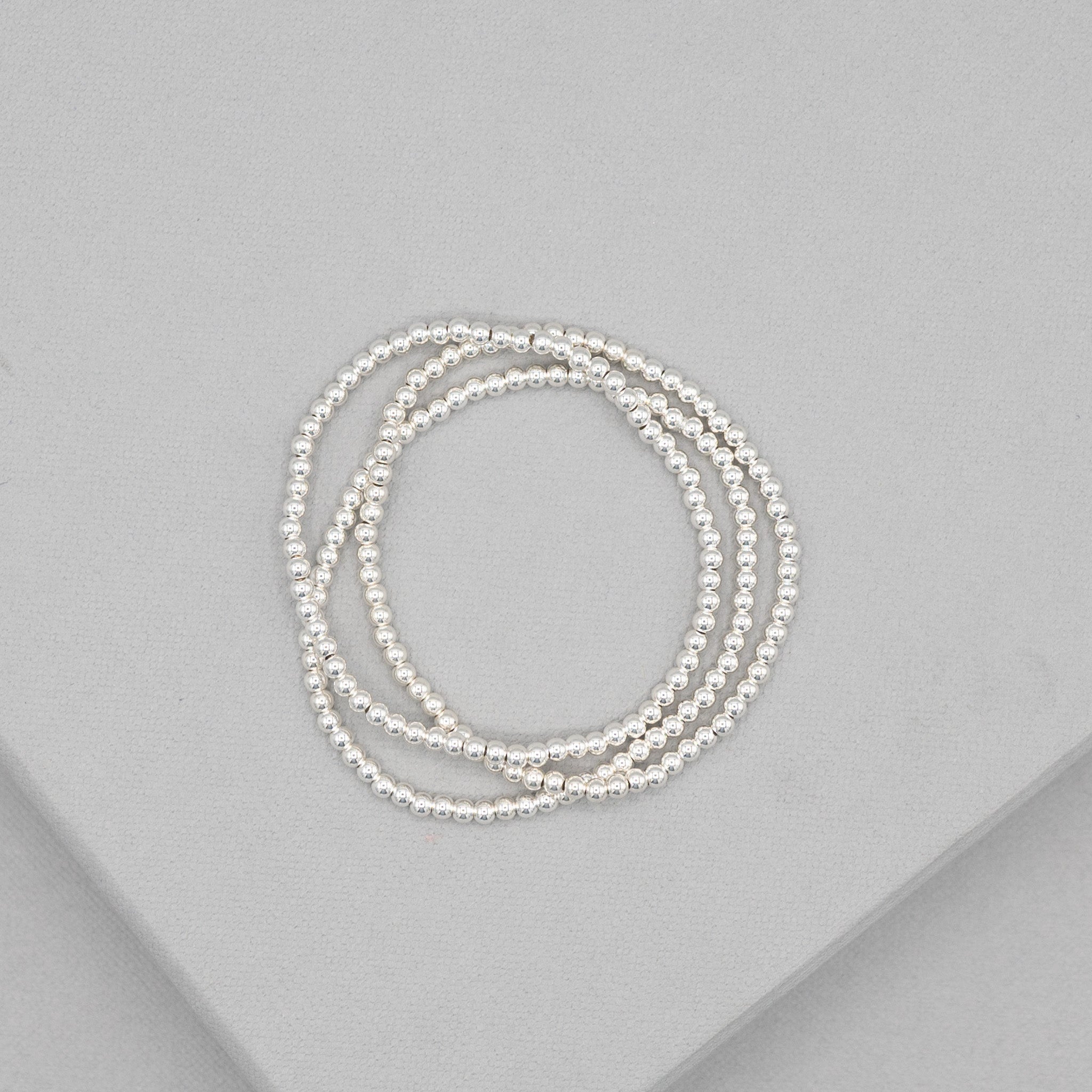 4mm Sterling Silver Beaded Lux Bracelet Trio - Jewel Ya