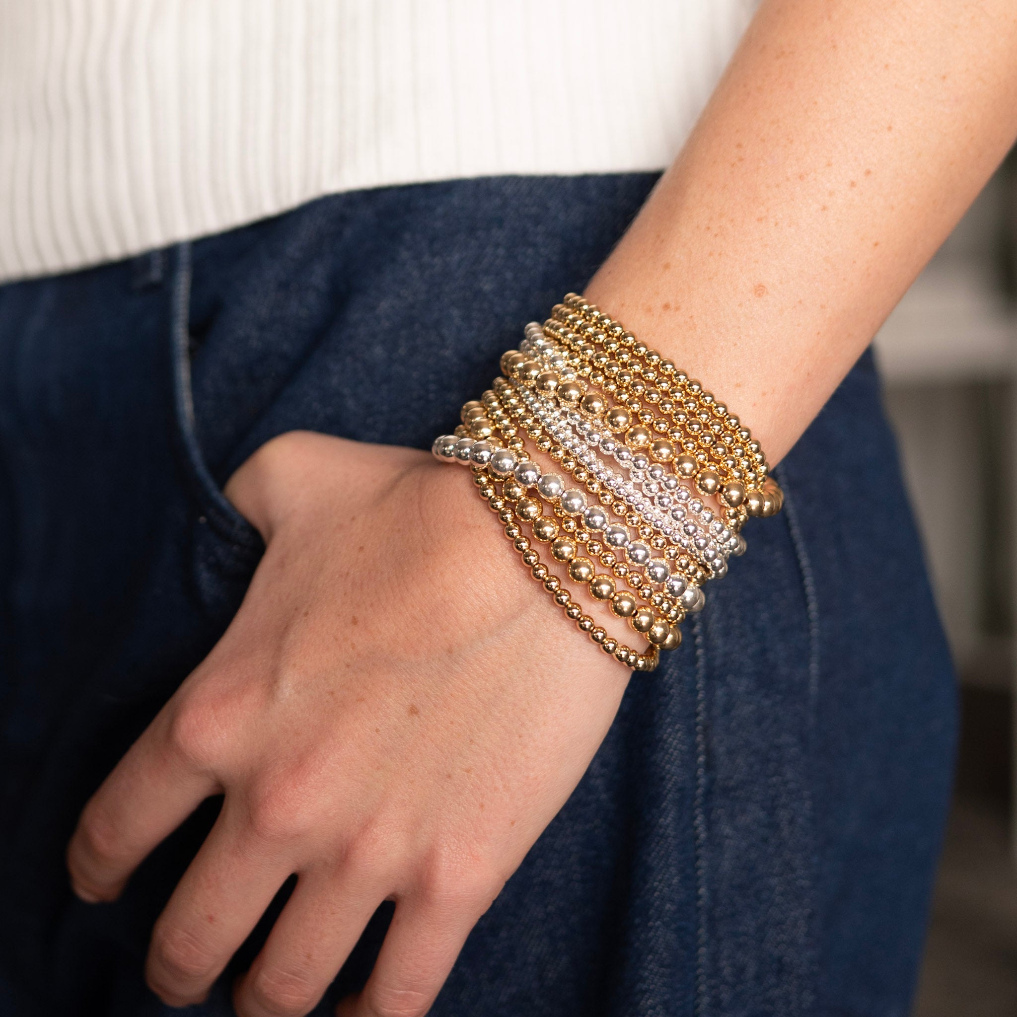 3mm 14k Gold Filled Beaded Bracelet - Jewel Ya