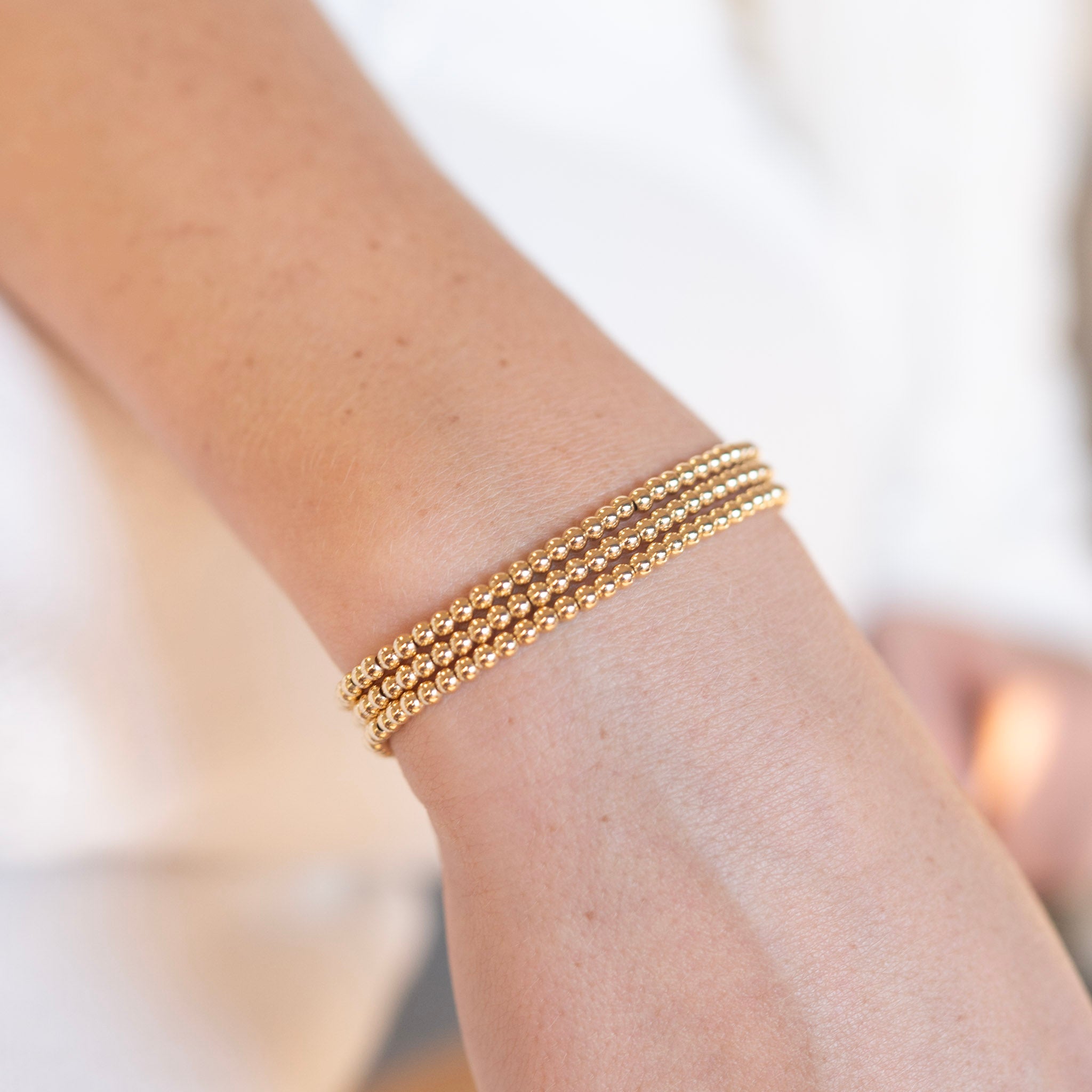 3mm 14k Gold Filled Beaded Lux Bracelet Trio Set - Jewel Ya