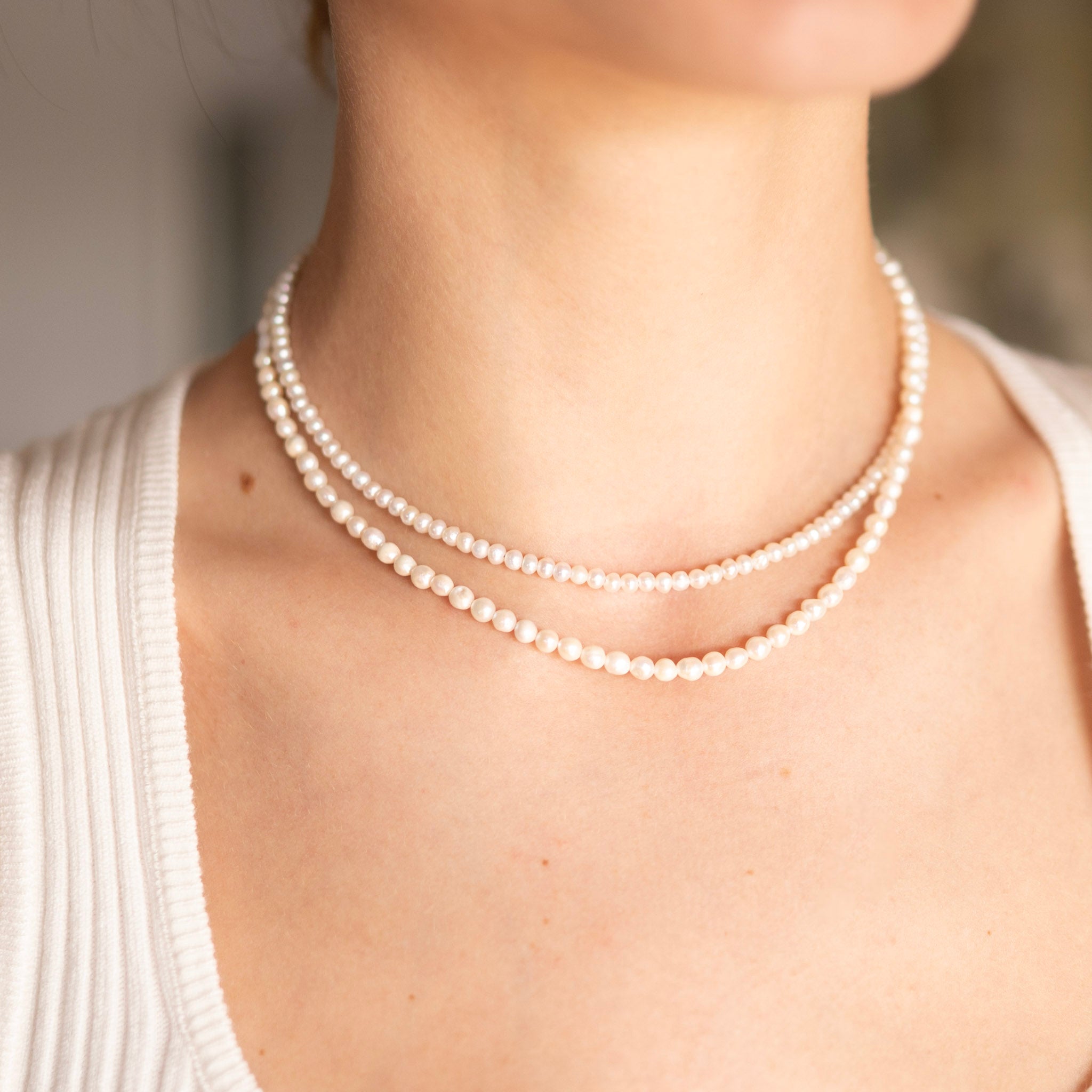3mm Freshwater Pearl Beaded Necklace