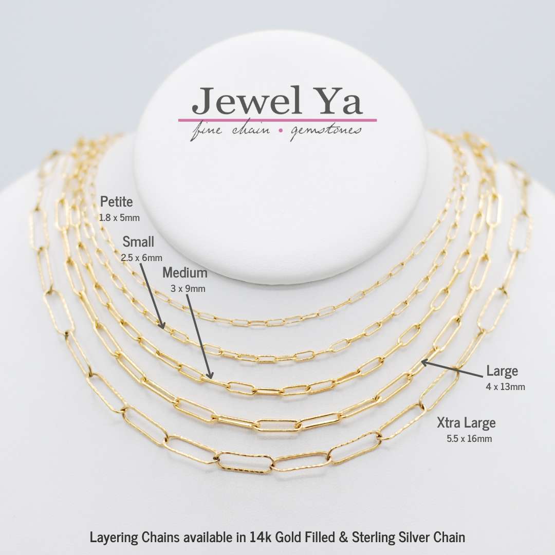 14k Gold Filled Medium Paper Clip Long Chain - Jewel Ya