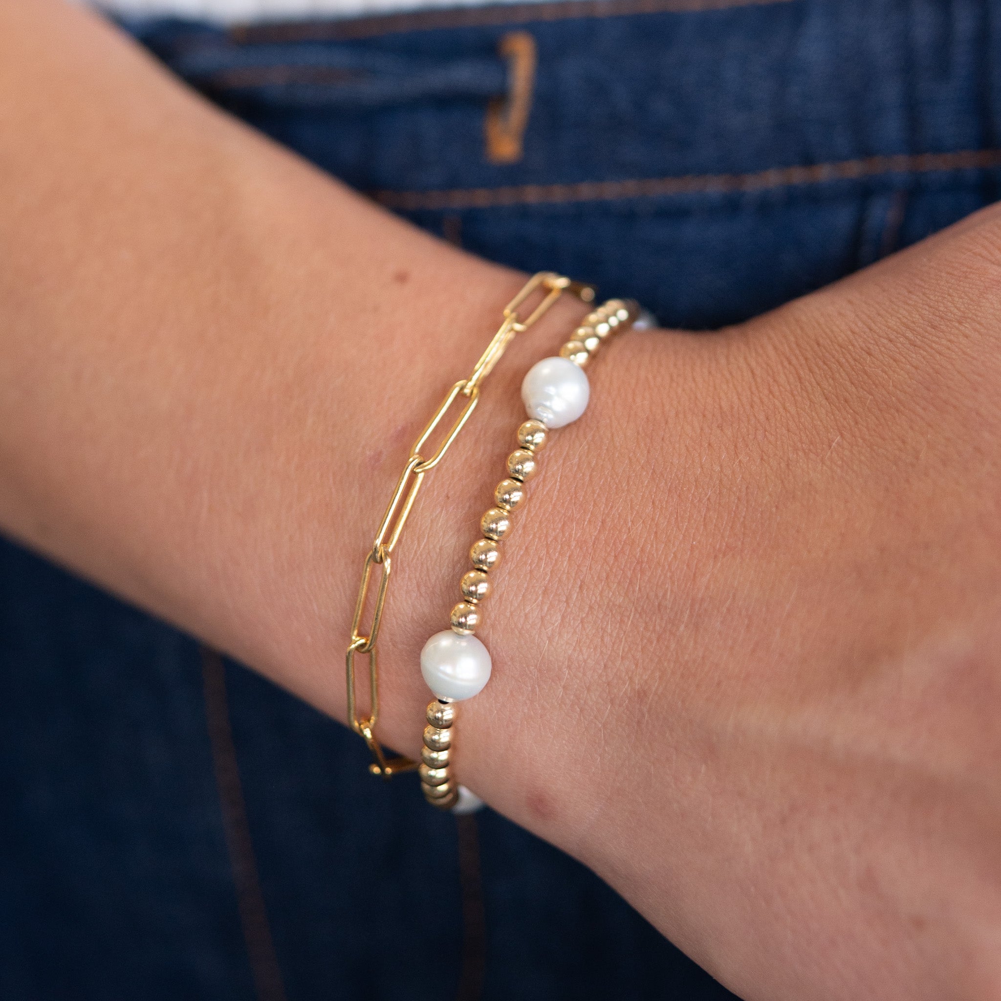 4mm Beaded Lux & Freshwater Pearl Station Bracelet - Jewel Ya