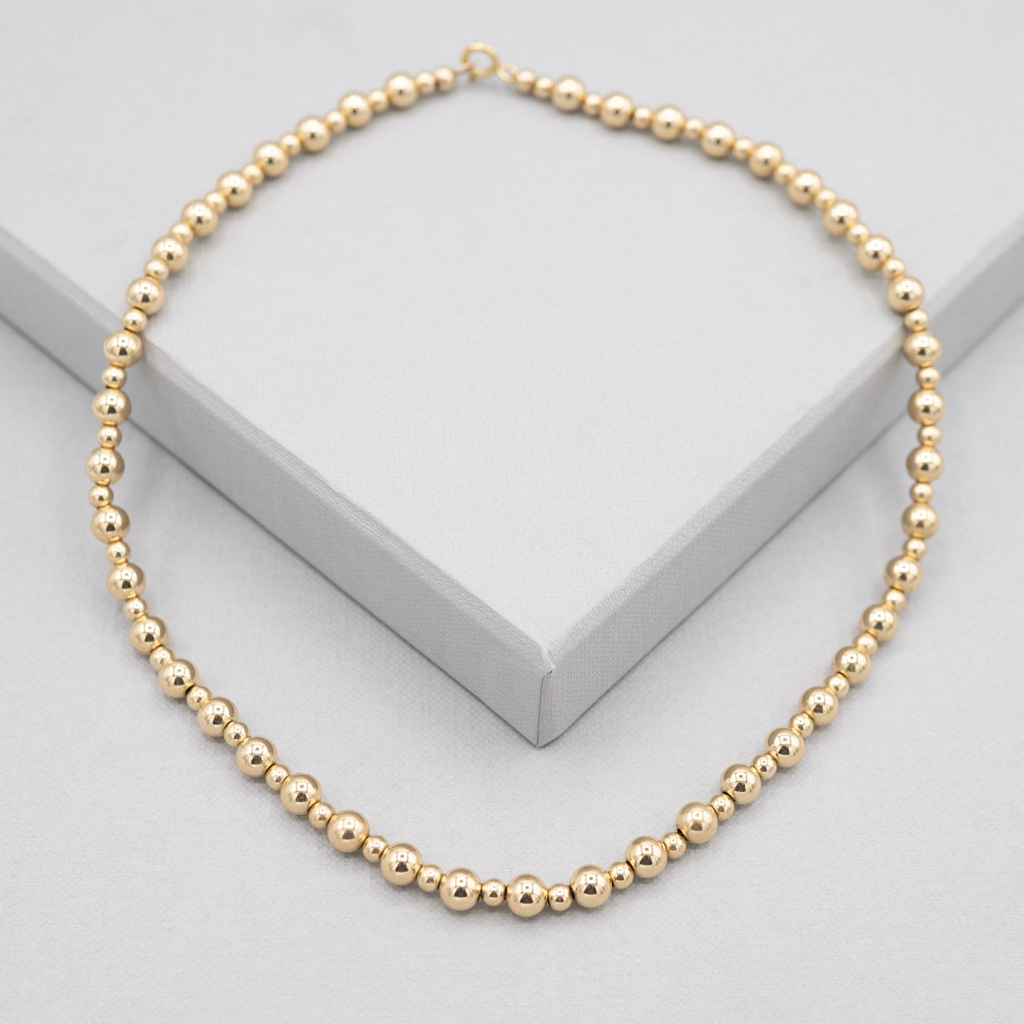 4mm & 6mm 14k Gold Filled Beaded Necklace - Jewel Ya