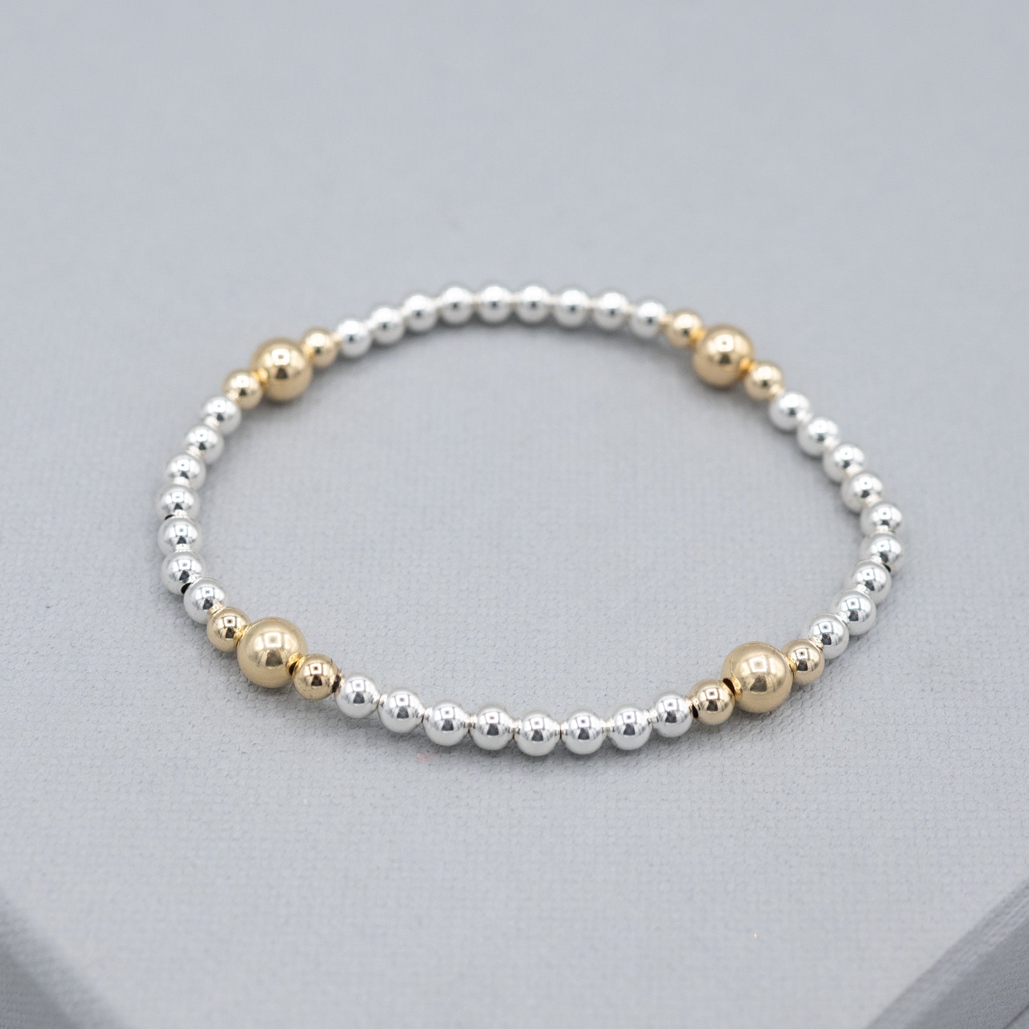 4mm Mixed Metal Stretch Bracelet Set - Jewel Ya