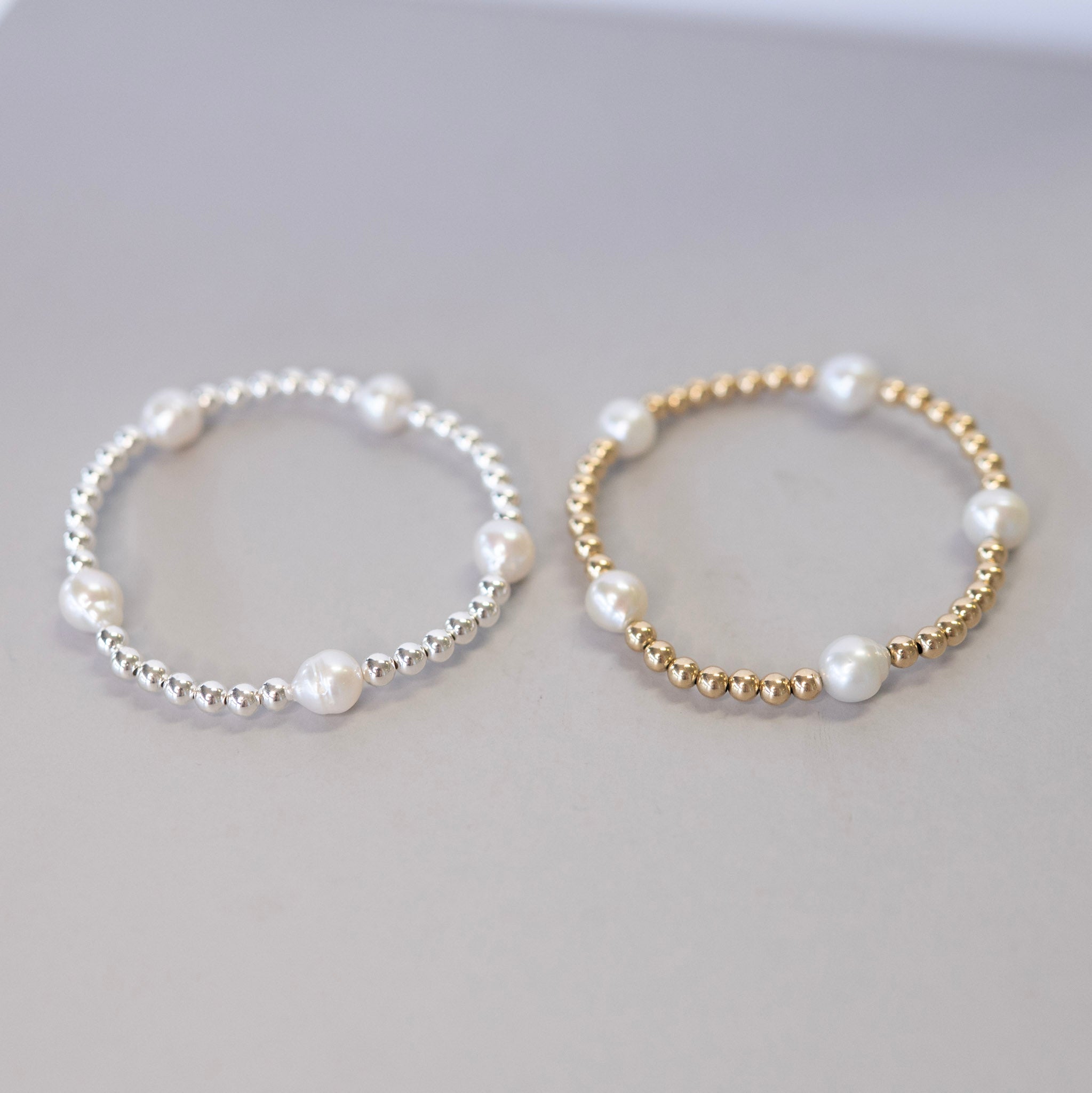 4mm Beaded Lux & Freshwater Pearl Station Bracelet